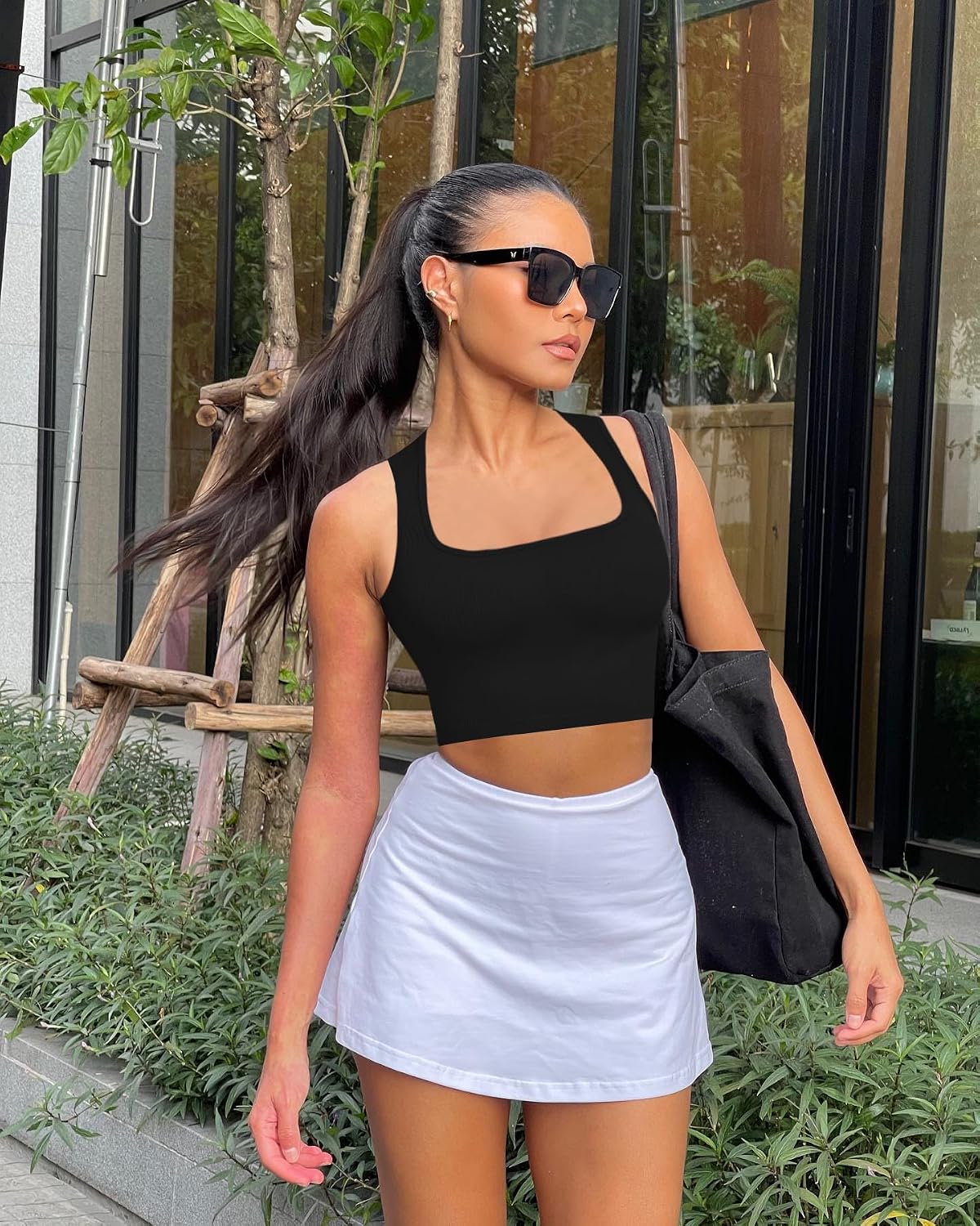 Women's Ribbed Square Neck Crop Tank Top 3 Pack Women's Ribbed Square Neck Crop Tank Top 3 Pack