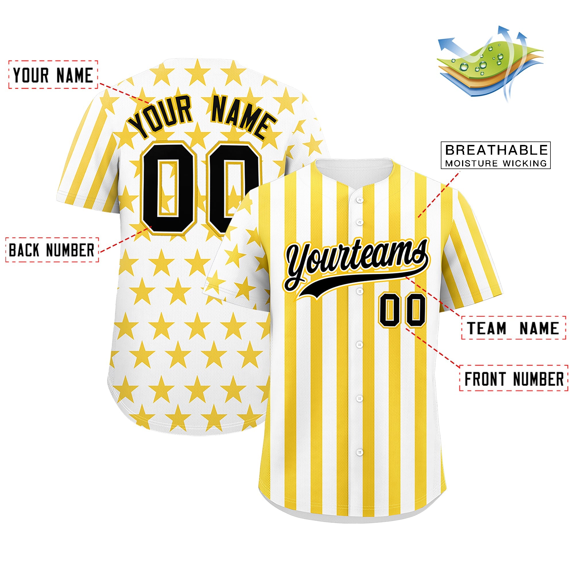 Benutzerdefiniertes Graffiti-Muster-Baseball-Trikot mit amerikanischer Flagge