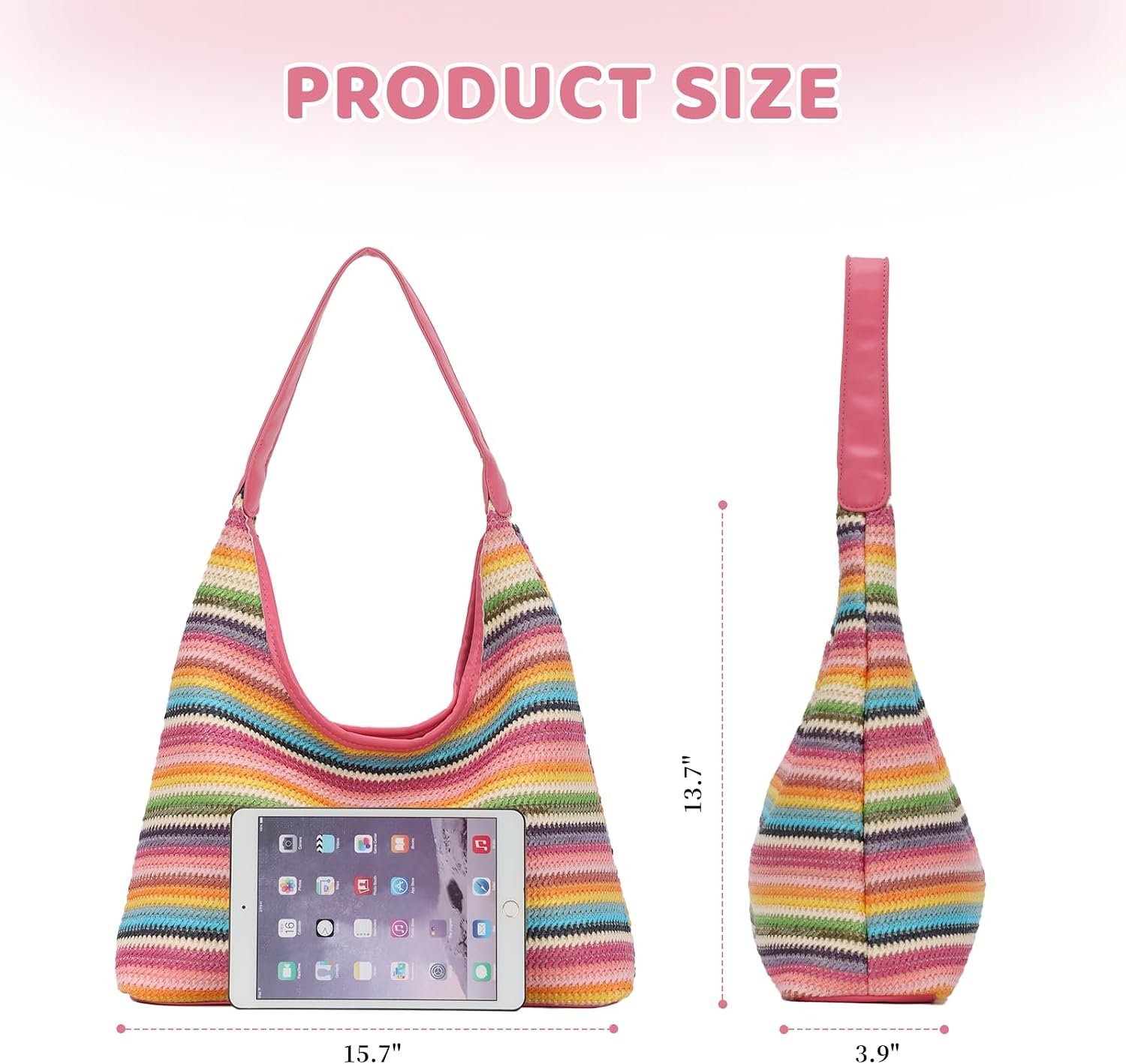 Women's Striped Woven Hobo Tote Bag Multicolor Women's Striped Woven Hobo Tote Bag Multicolor
