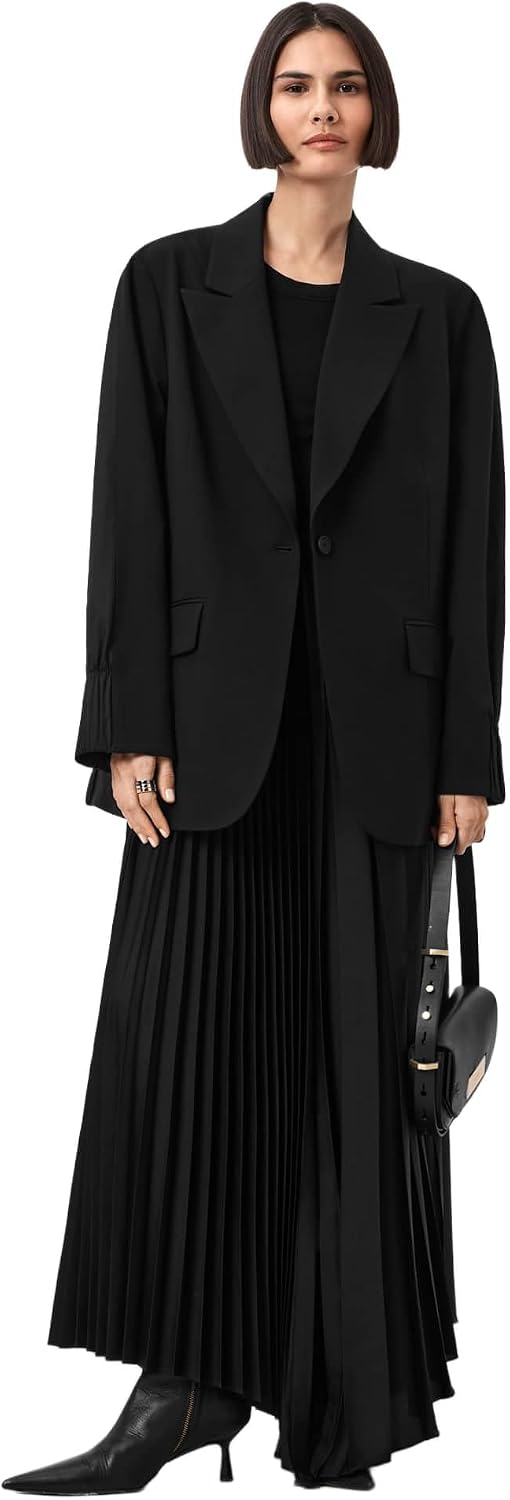 Women's Oversized Single Button Blazer Black