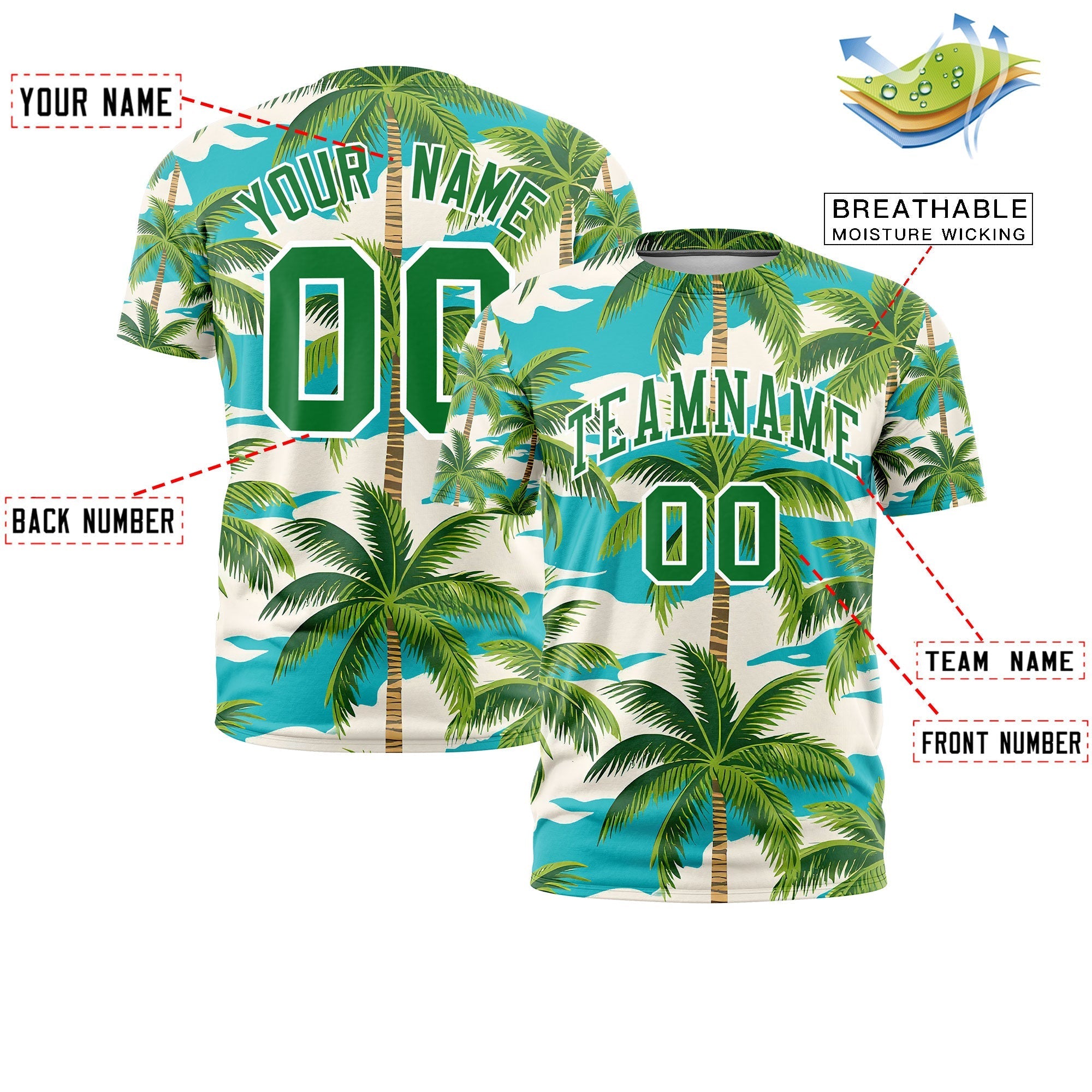 Benutzerdefiniertes T-Shirt im hawaiianischen Stil mit Graffiti-Muster