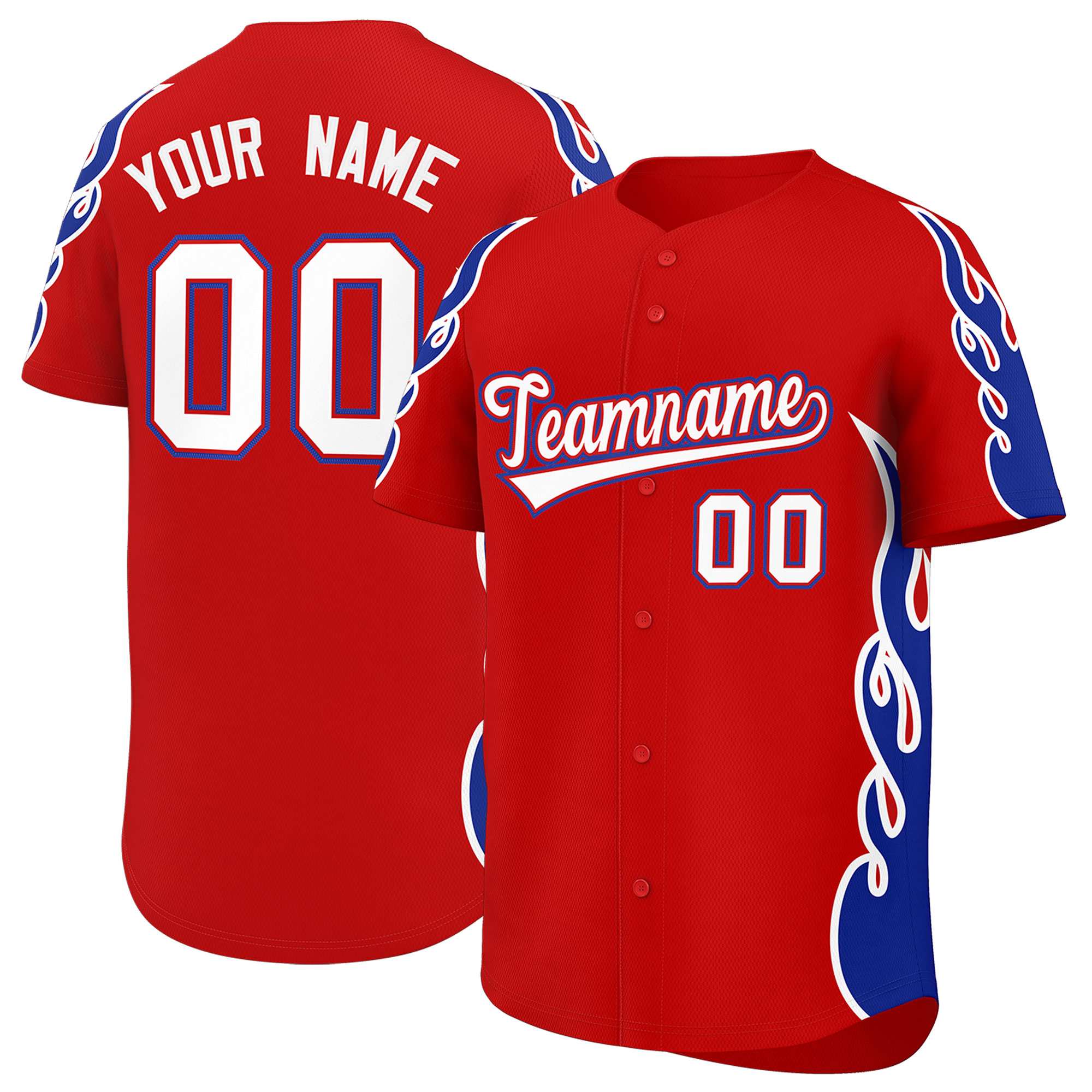 Benutzerdefiniertes Baseball-Trikot mit Seitenflammen-Umrissmuster für Sportuniformen