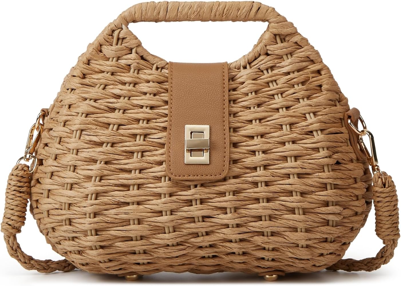 Women's Straw Woven Tote Bag Beige