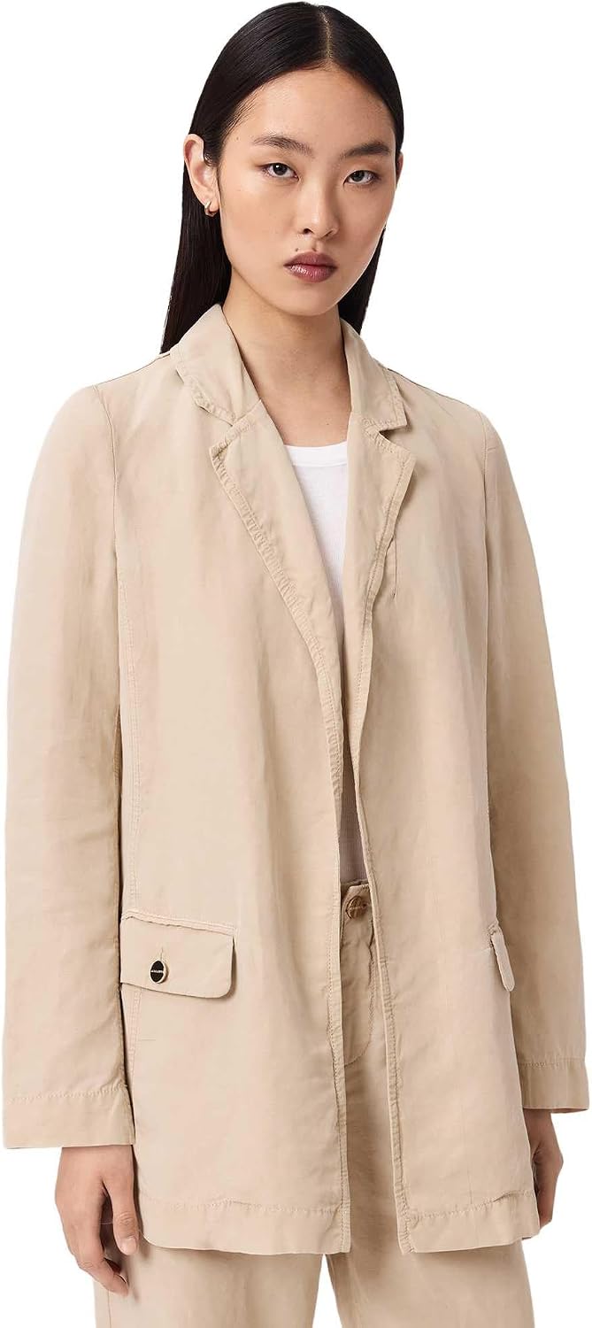 Women's Open Front Relaxed Fit Blazer Beige