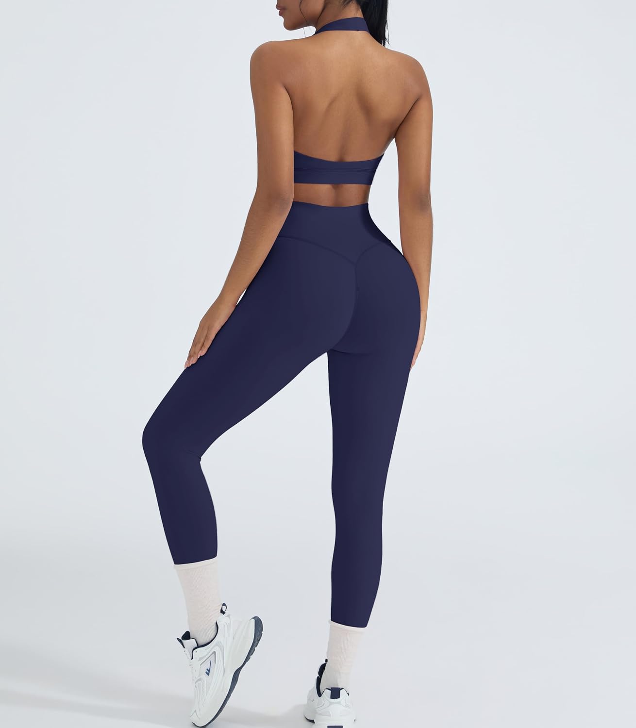 2 Piece Workout Sets for Women Halter Sports Bras Gym Sets Booty Leggings Outfits