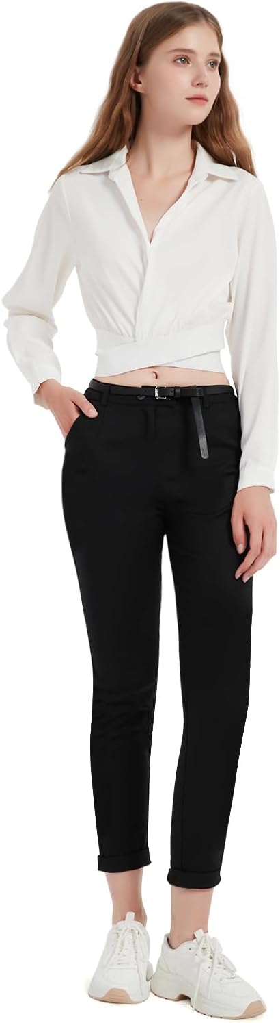 Womens Dress Pants High Waisted Straight Leg Cotton Business Casual Office Work Slacks for Women