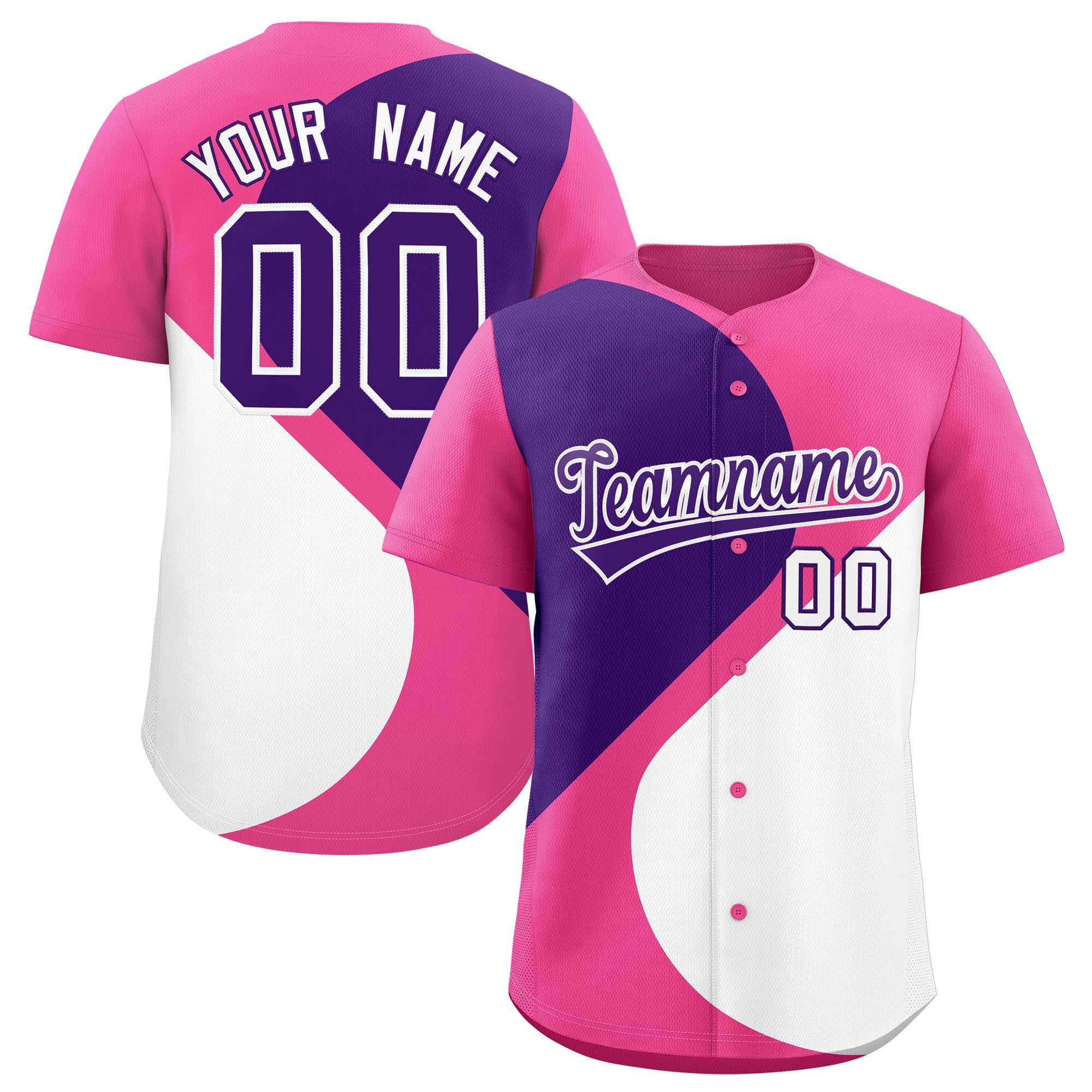 Benutzerdefiniertes, personalisiertes, authentisches Baseball-Trikot mit halbem Herzmuster und Farbblock