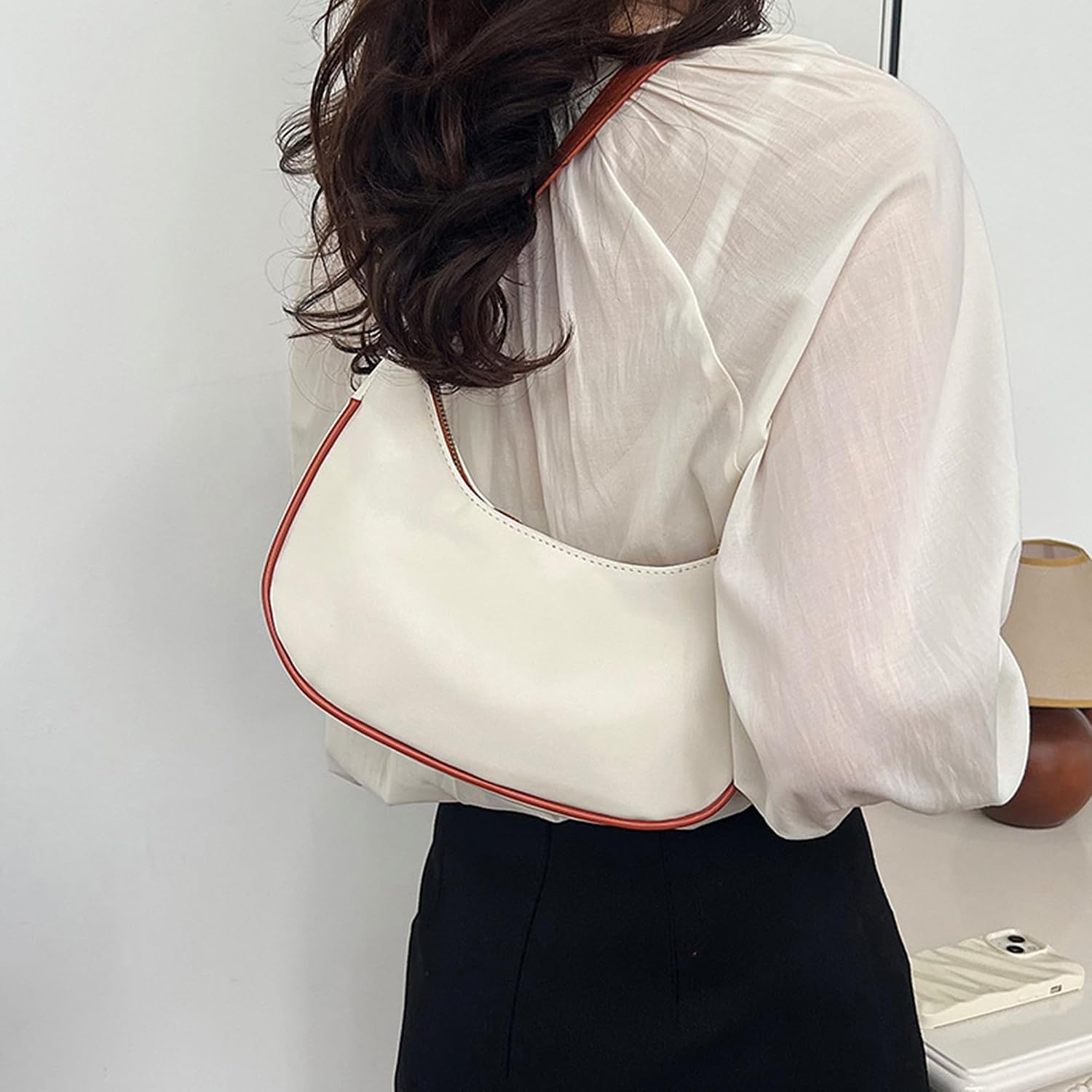 Women's Slouchy Crescent Hobo Bag with Zipper Closure