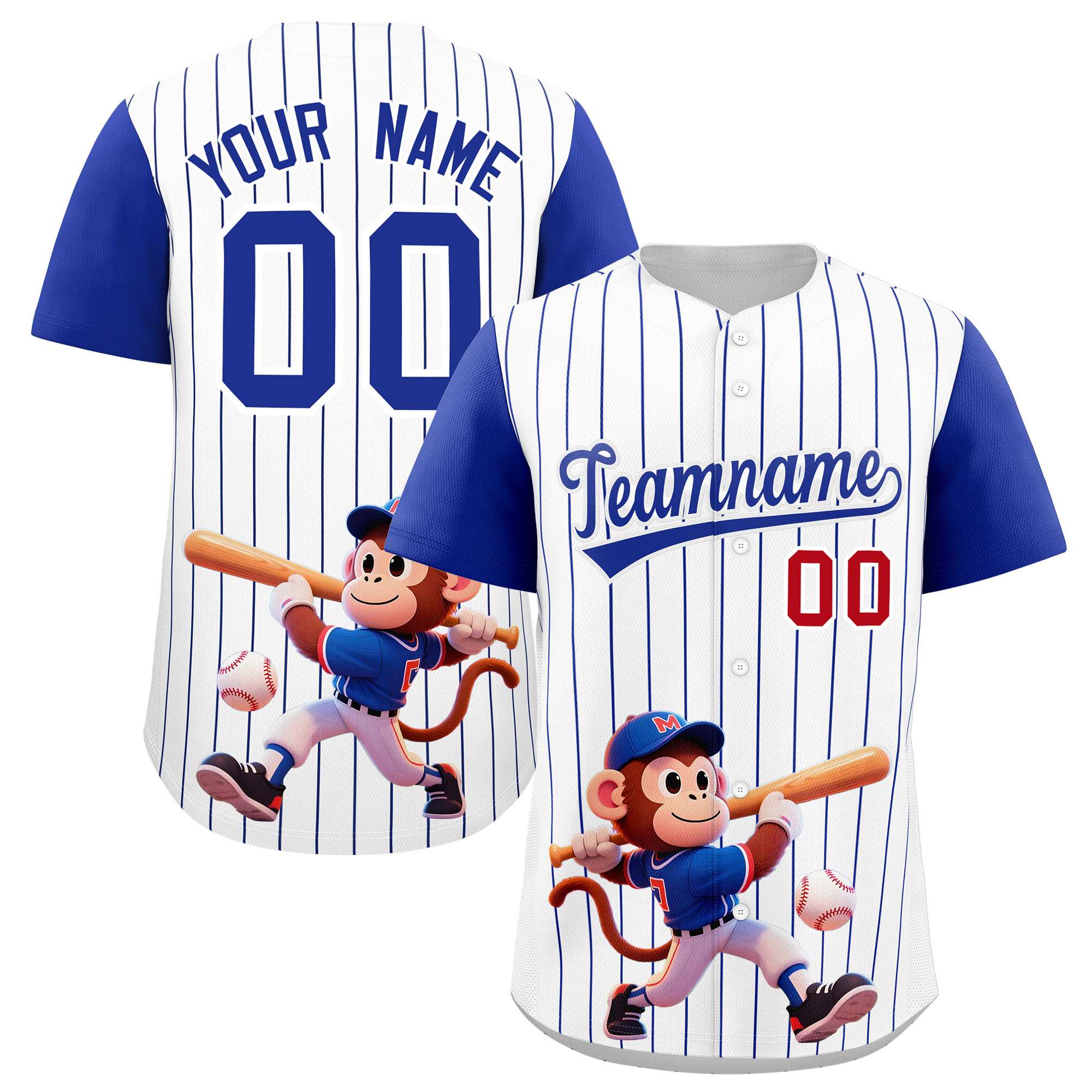 Authentisches Baseball-Trikot mit individuellem Streifen-Tiere-Graffiti-Muster, Raglanärmeln Authentisches Baseball-Trikot mit individuellem Streifen-Tiere-Graffiti-Muster, Raglanärmeln