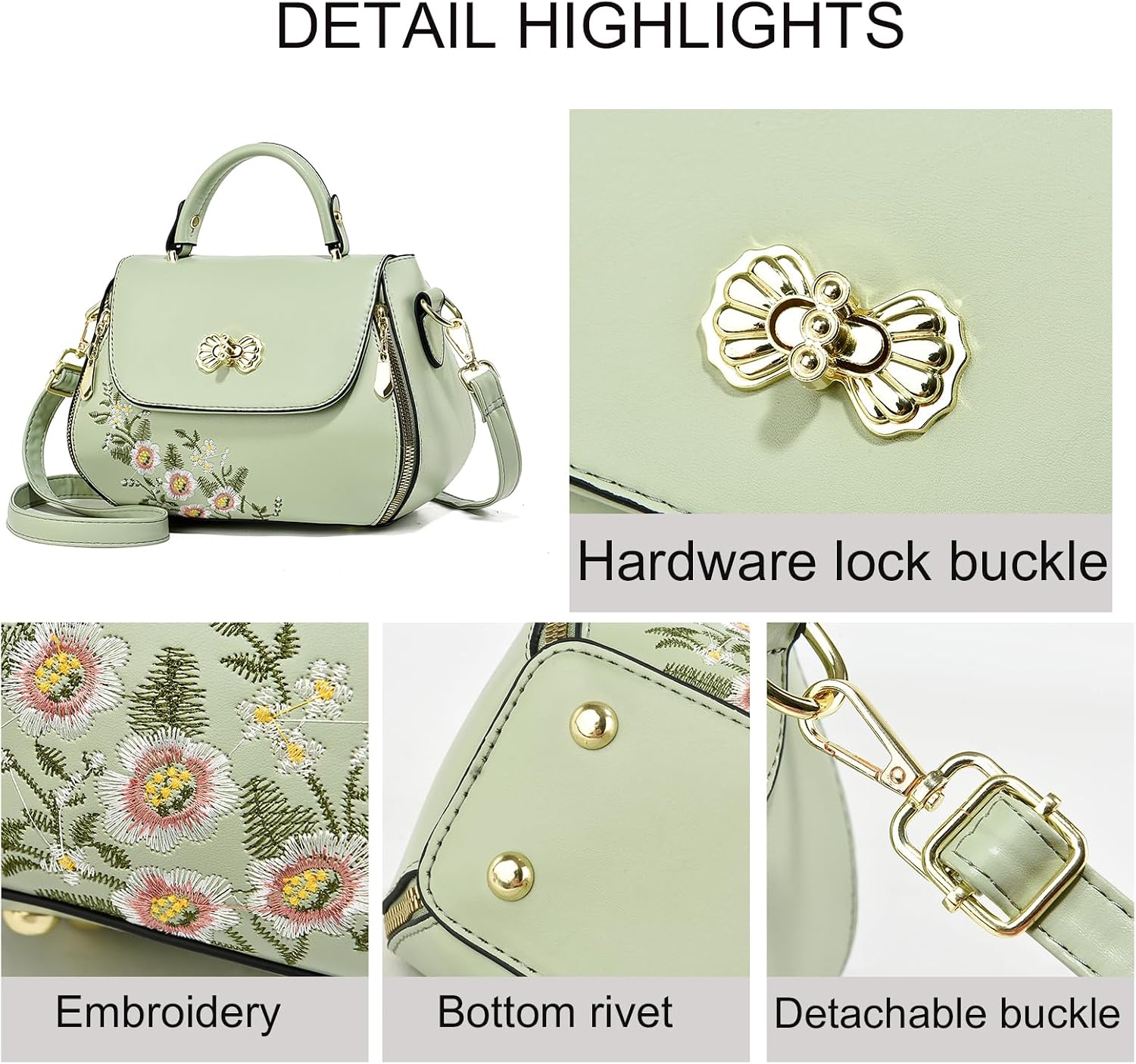Women's Embroidered Top Handle Satchel Purse Women's Embroidered Top Handle Satchel Purse