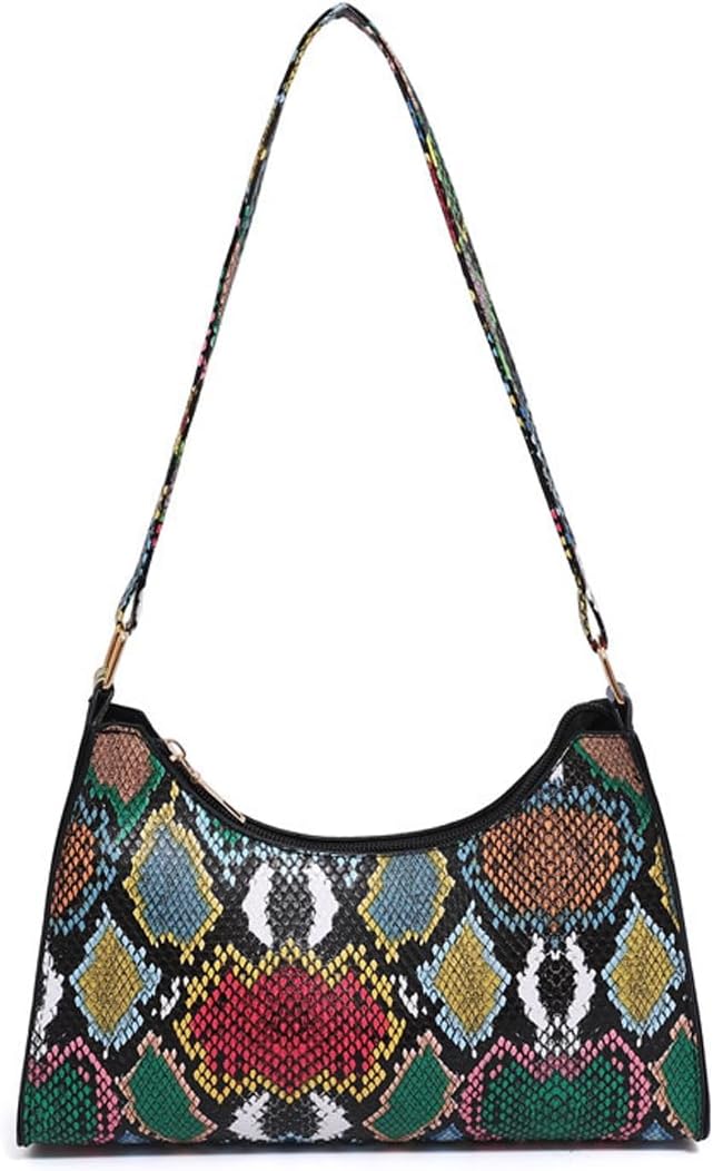 Women's Snakeskin Print Baguette Shoulder Bag Multicolor Women's Snakeskin Print Baguette Shoulder Bag Multicolor