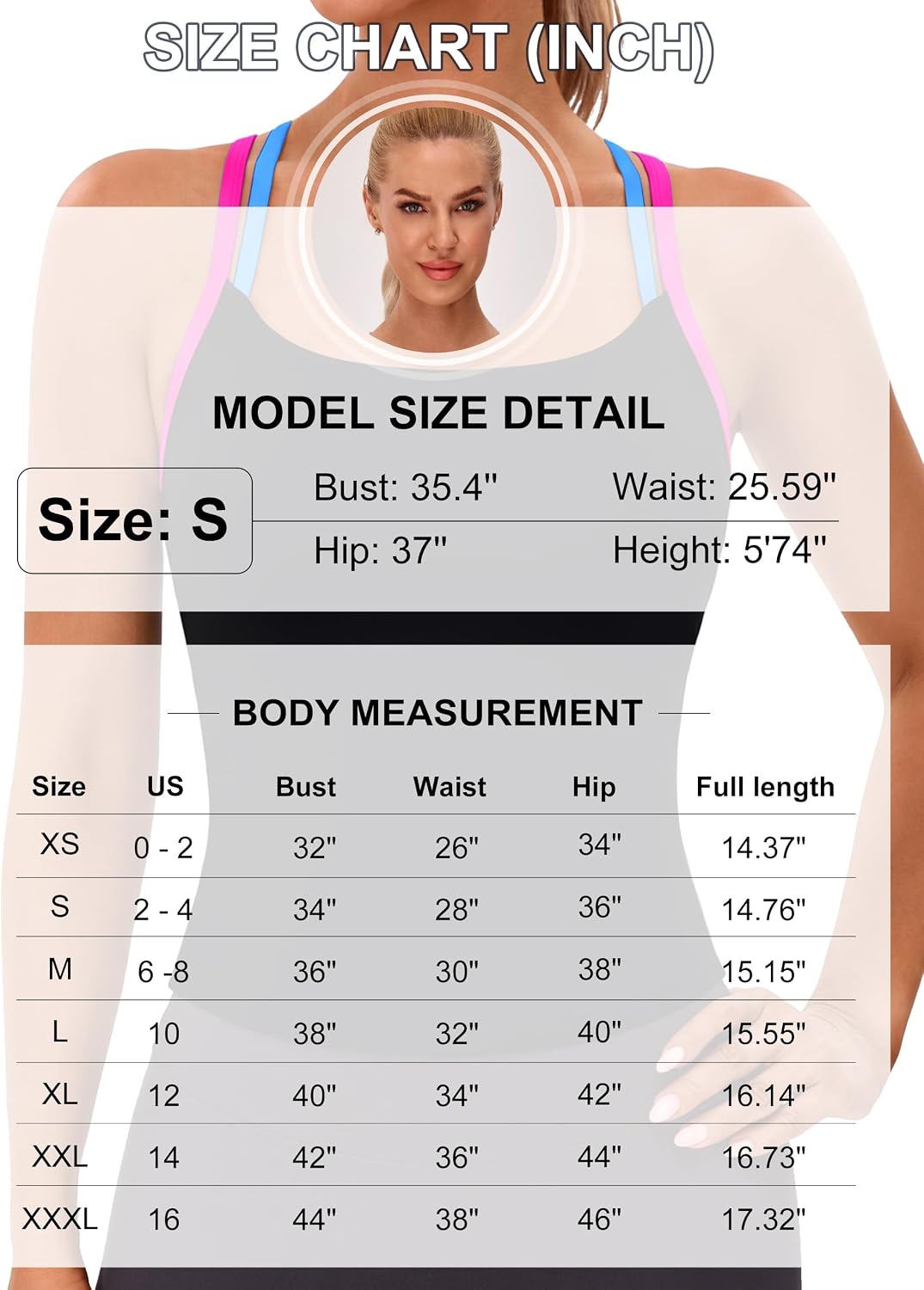 Women's Color Block Strappy Workout Tank Built in Bra