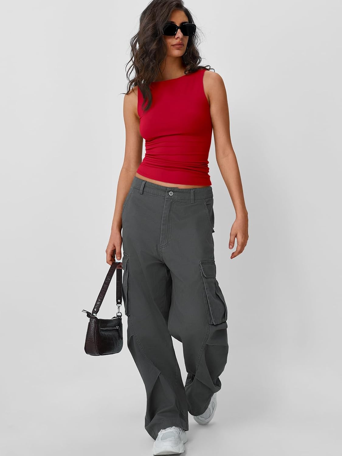 Women's Boat Neck Ruched Going Out Top Red