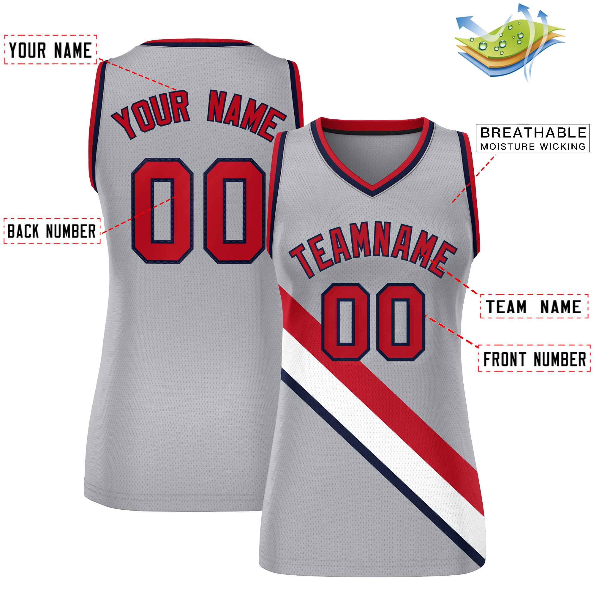 Benutzerdefiniertes dickes Slash Fashion Tops Mesh-Basketballtrikot für Frauen