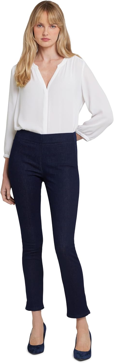 Women's Petite Pull On Skinny Ankle Jeans Dark Wash