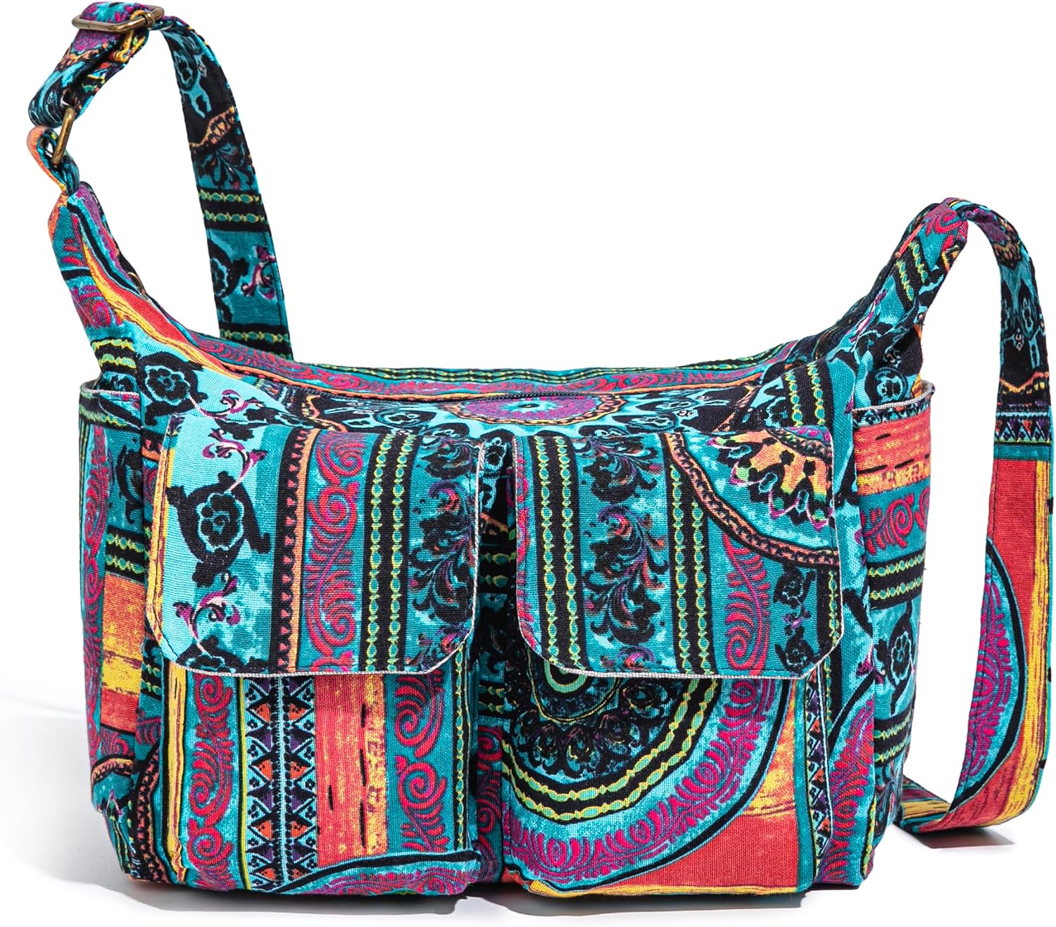 Women's Boho Canvas Hobo Bag Multicolor Crossbody Purse