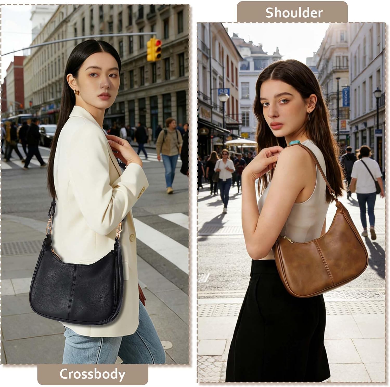 Women's Soft Vegan Leather Hobo Bag with Removable Strap Women's Soft Vegan Leather Hobo Bag with Removable Strap