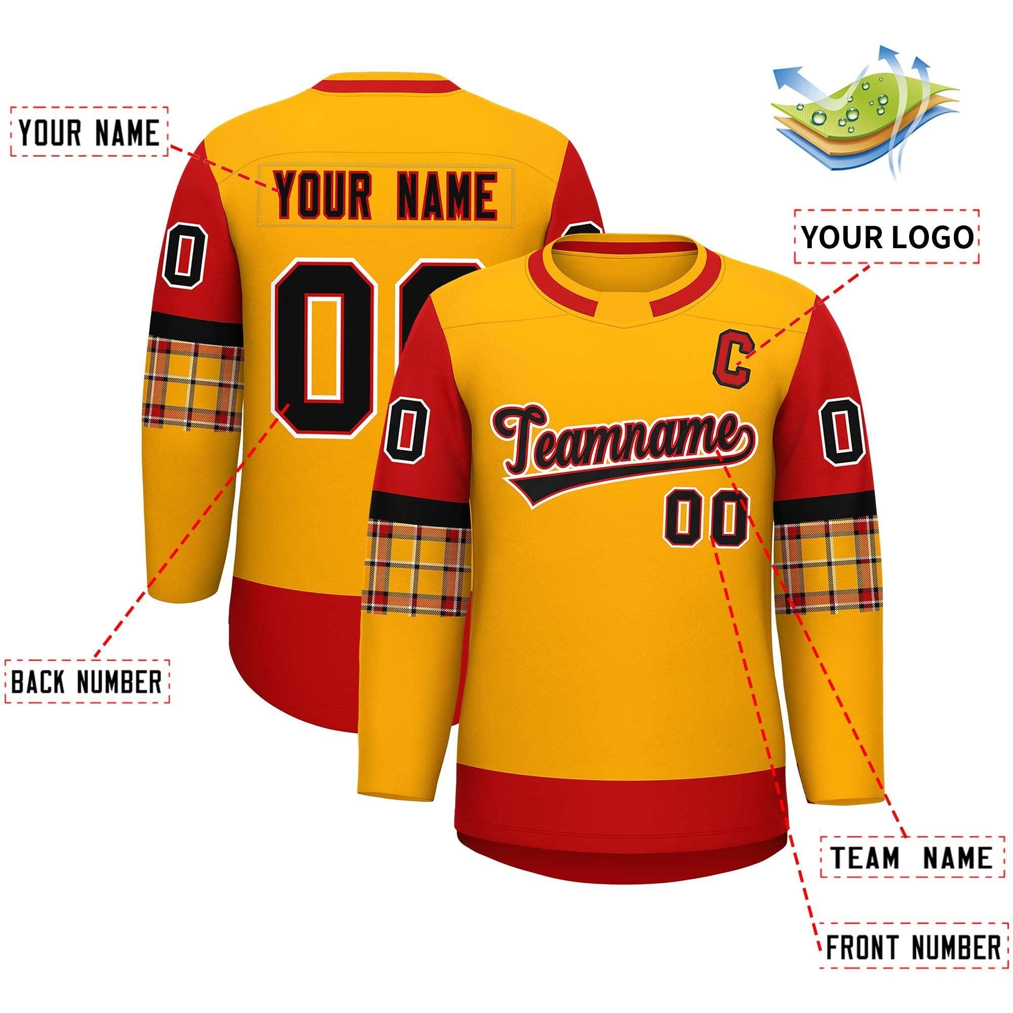 Custom Personalized Raglan Sleeves Round-Neck Hockey Jersey