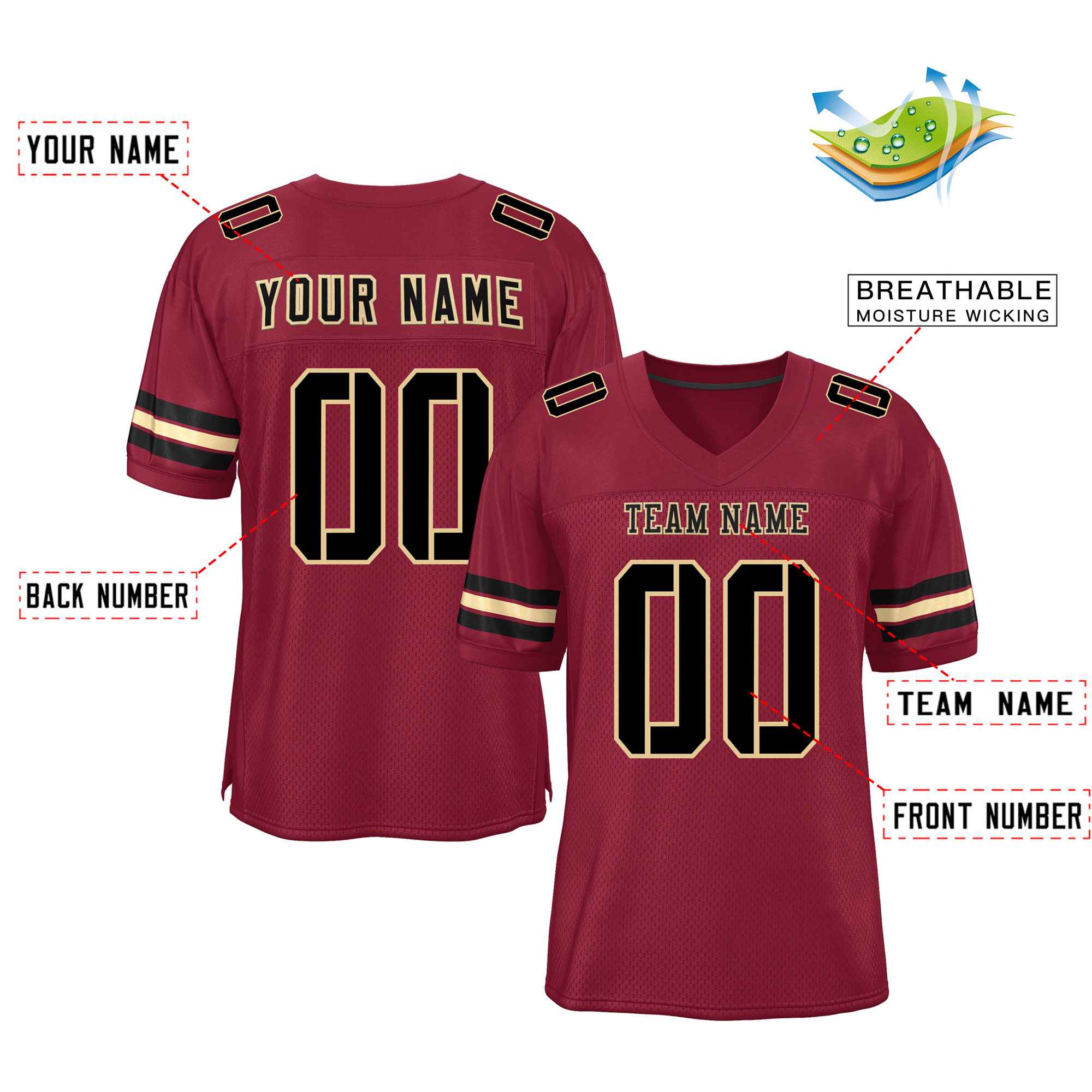 Maßgeschneidertes authentisches Mesh-Fußballtrikot im klassischen Stil