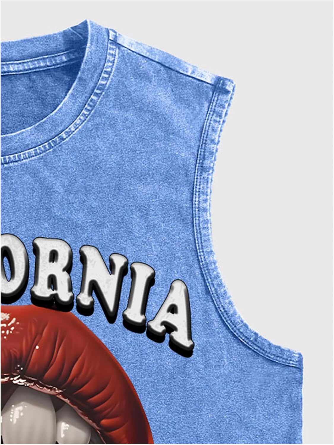 Men's California Lips Graphic Acid Wash Tank Top Men's California Lips Graphic Acid Wash Tank Top