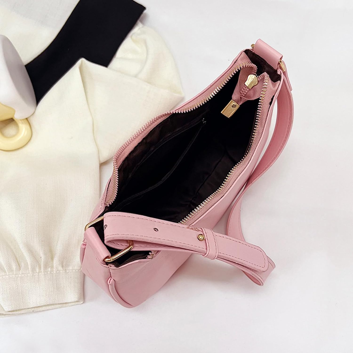 Women's Slouchy Crescent Hobo Bag with Zipper Closure