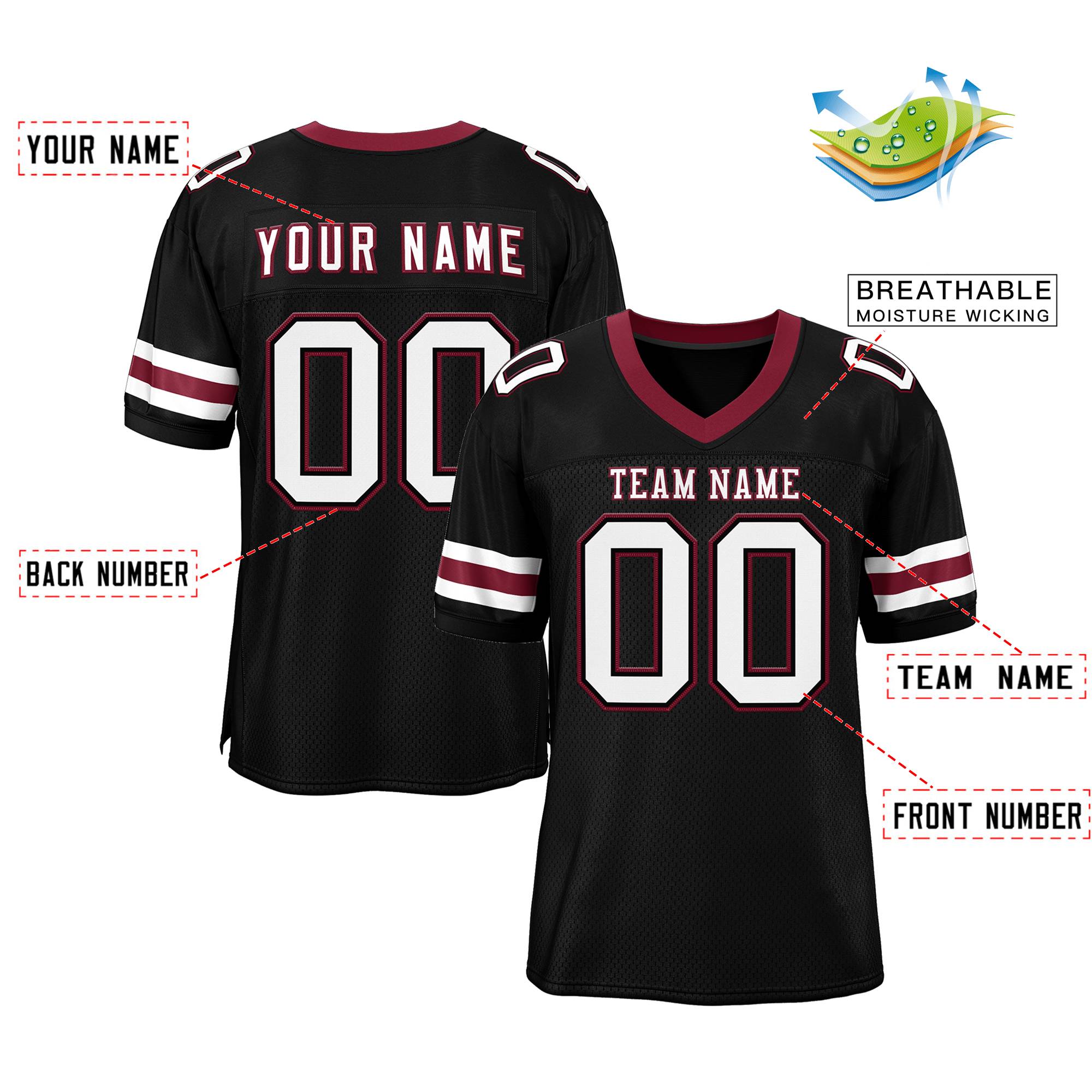 Maßgeschneidertes authentisches Mesh-Fußballtrikot im klassischen Stil