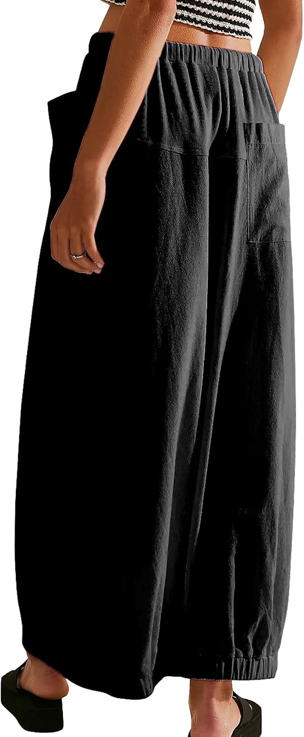 Women's Parachute Cargo Maxi Skirt Drawstring Black