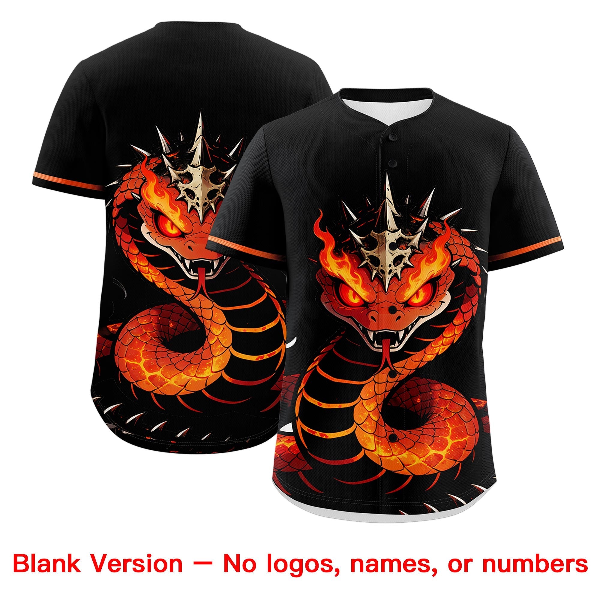 Benutzerdefinierte schwarz-orange-weiße Schlangen-Tierserie-Personalisierung, Graffiti-Muster-Baseball-Trikot