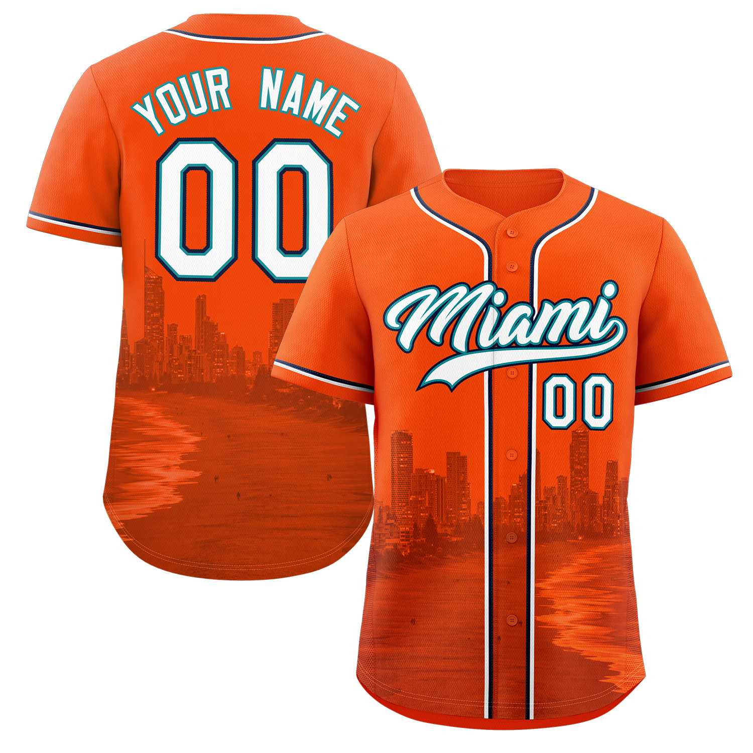 Benutzerdefiniertes Miami City Skyline Baseball-Trikot