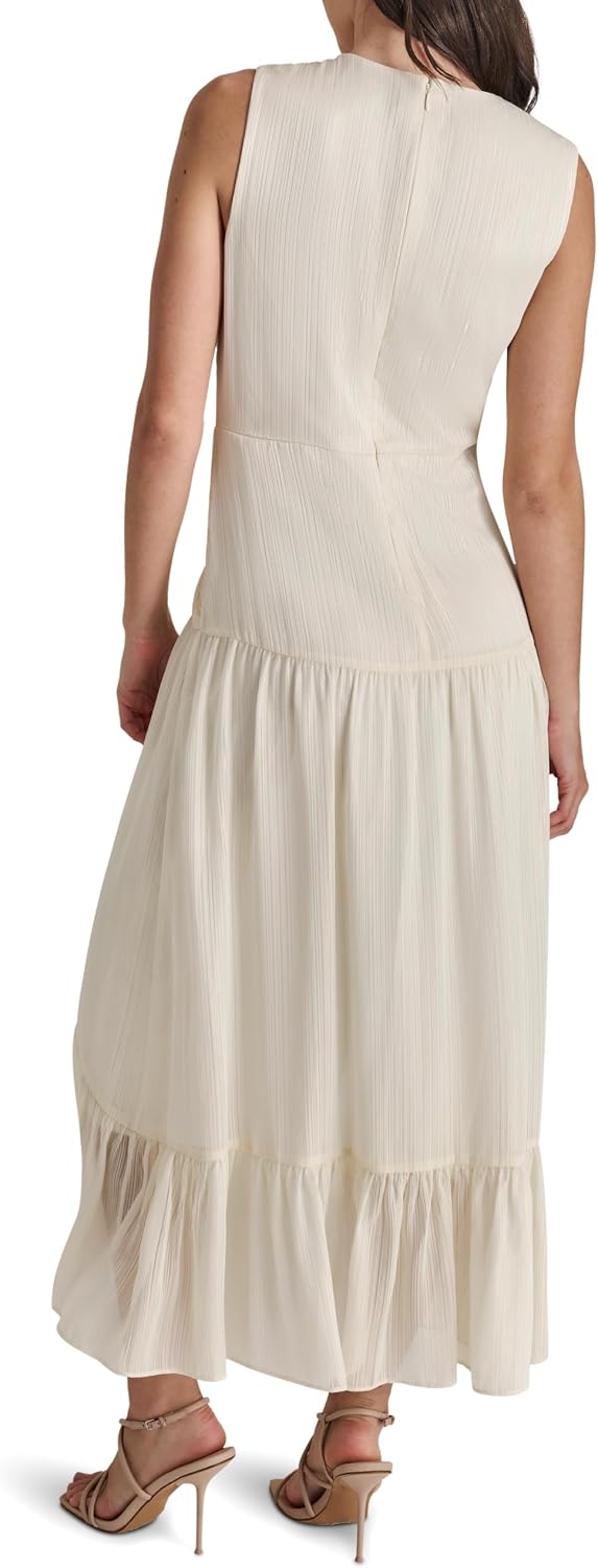 Womens V-Neck Twist Front Sleeveless Dress
