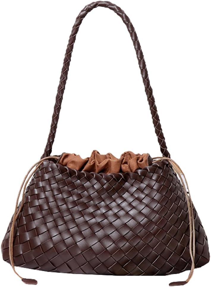 Women's Woven-Look Bucket Tote Bag Brown Orange
