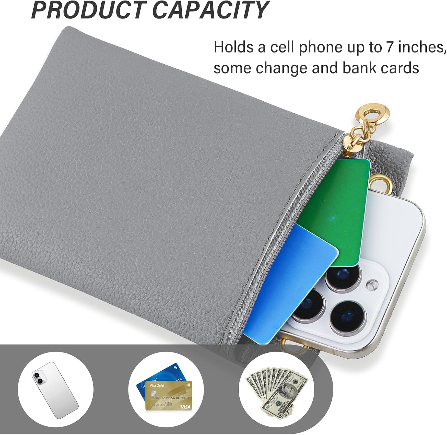 Women's PU Leather Crossbody Phone Purse with Adjustable Strap