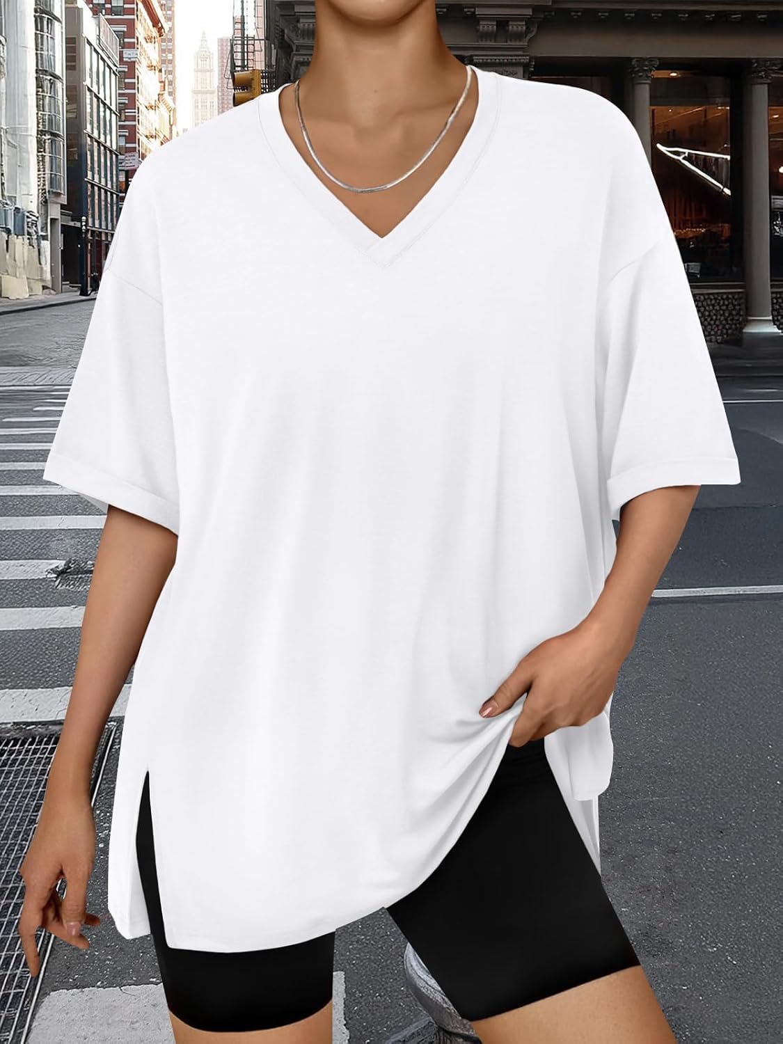 Plus Size Oversized V Neck Tshirt Breathable Workout Wear