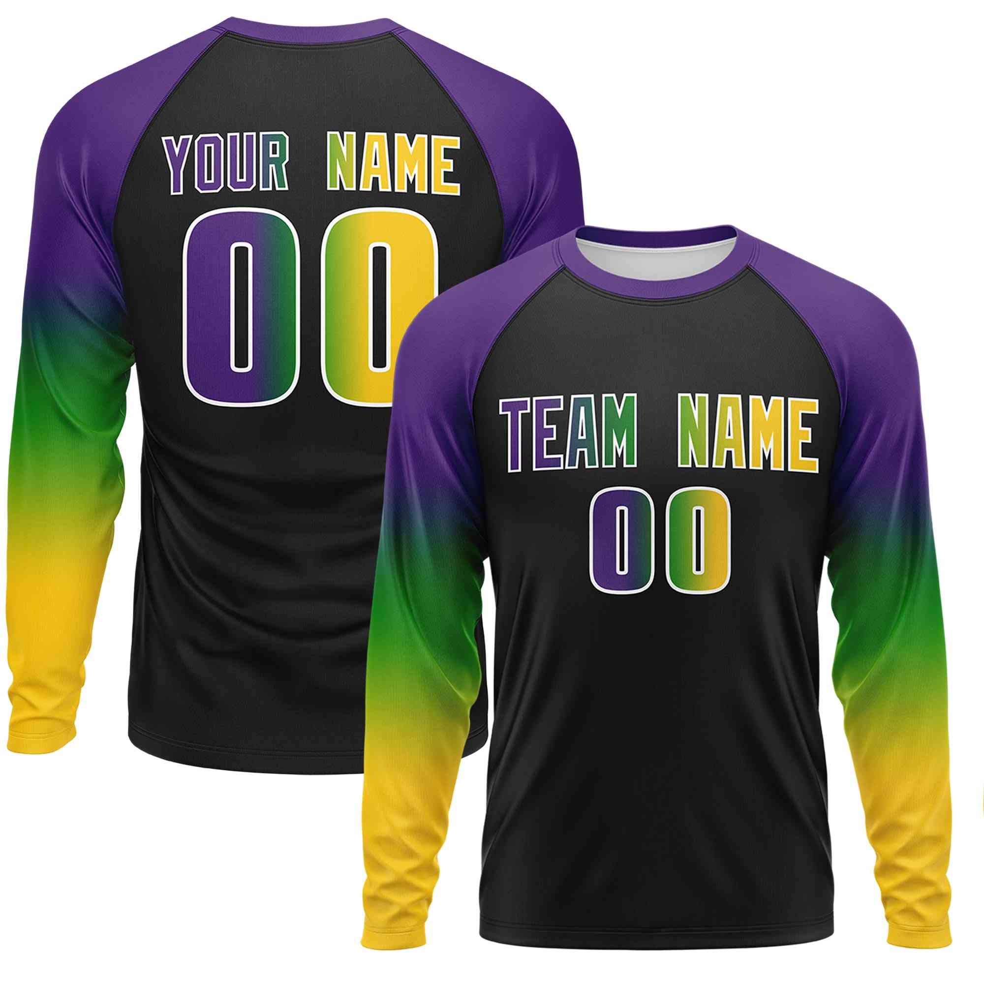 Benutzerdefiniertes, personalisiertes Mardi Gras Langarm-Performance-T-Shirt mit Rundhalsausschnitt