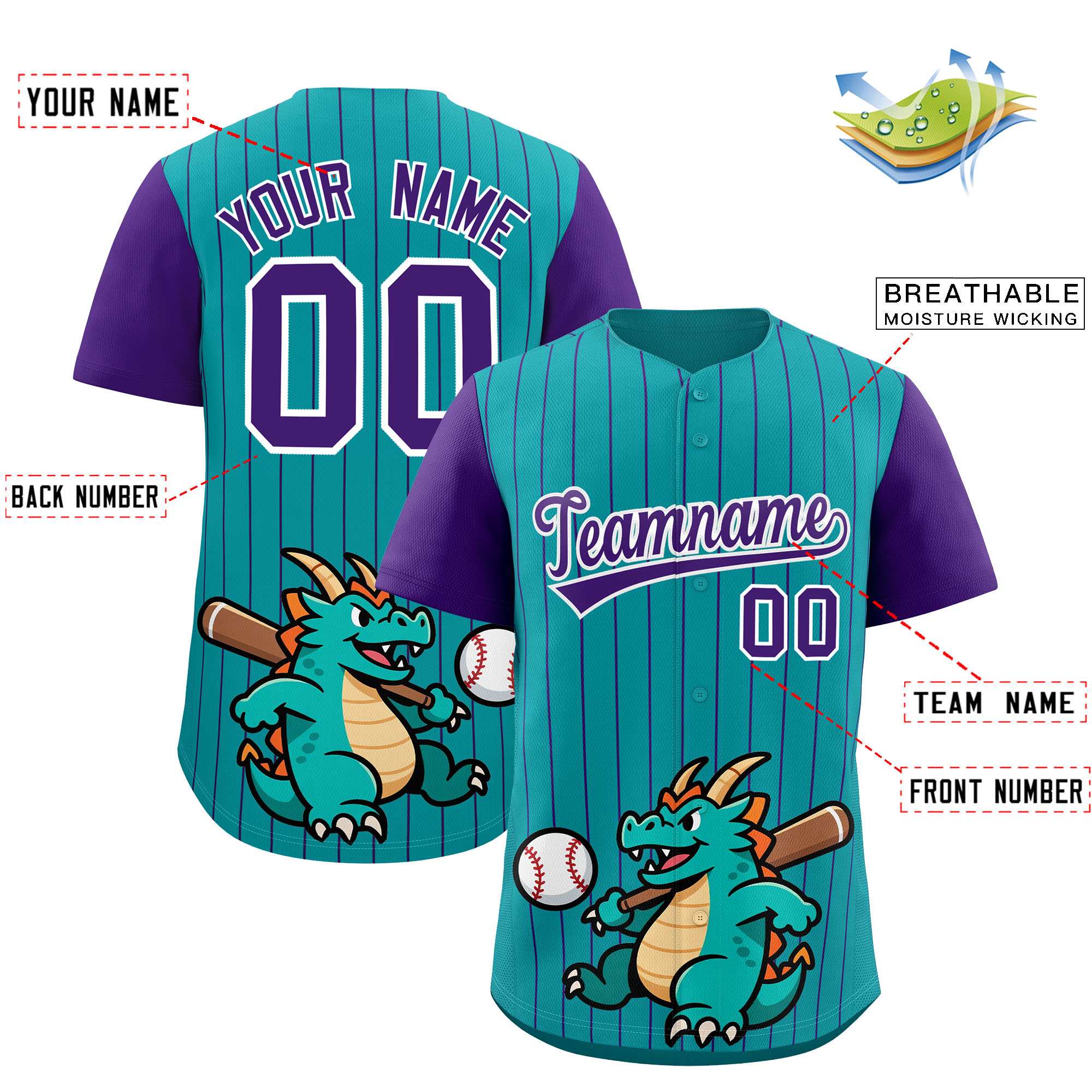 Authentisches Baseball-Trikot mit individuellem Streifen-Tiere-Graffiti-Muster, Raglanärmeln Authentisches Baseball-Trikot mit individuellem Streifen-Tiere-Graffiti-Muster, Raglanärmeln