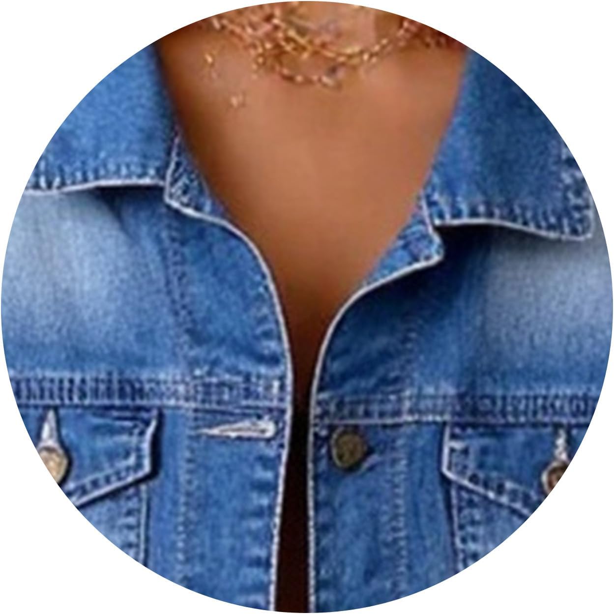 Women's Cropped Short Sleeve Denim Jacket Washed Blue