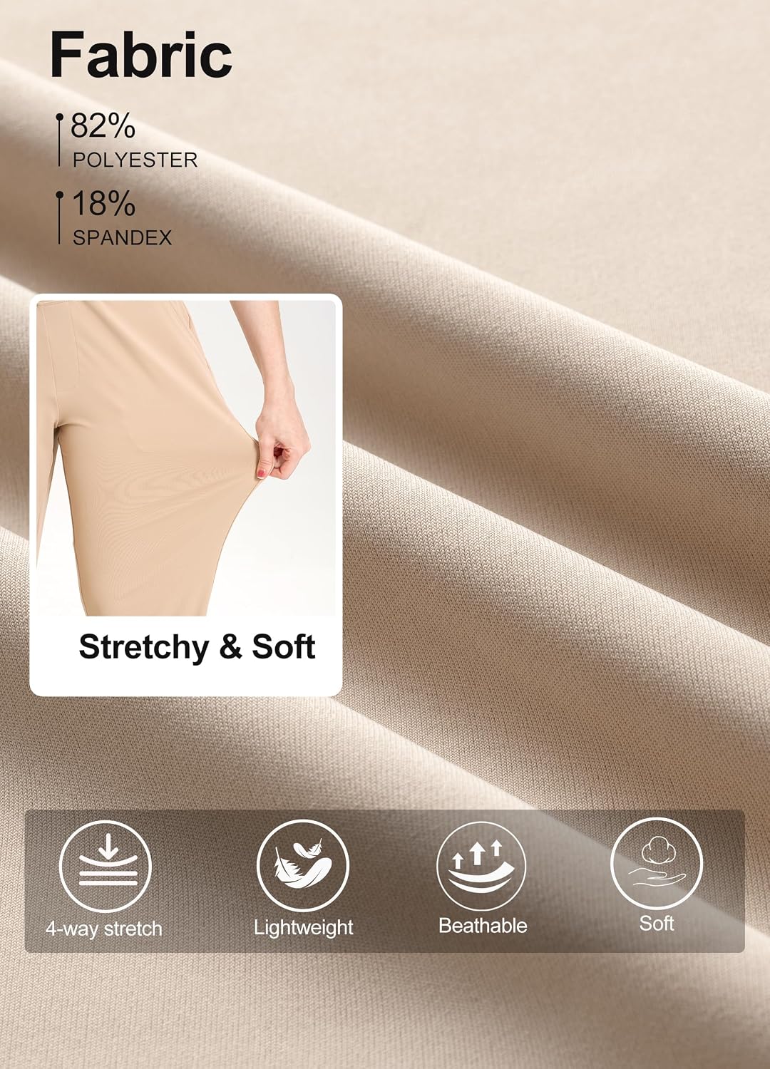 Women's Wide Leg Golf Pants Drawstring Ankle Khaki