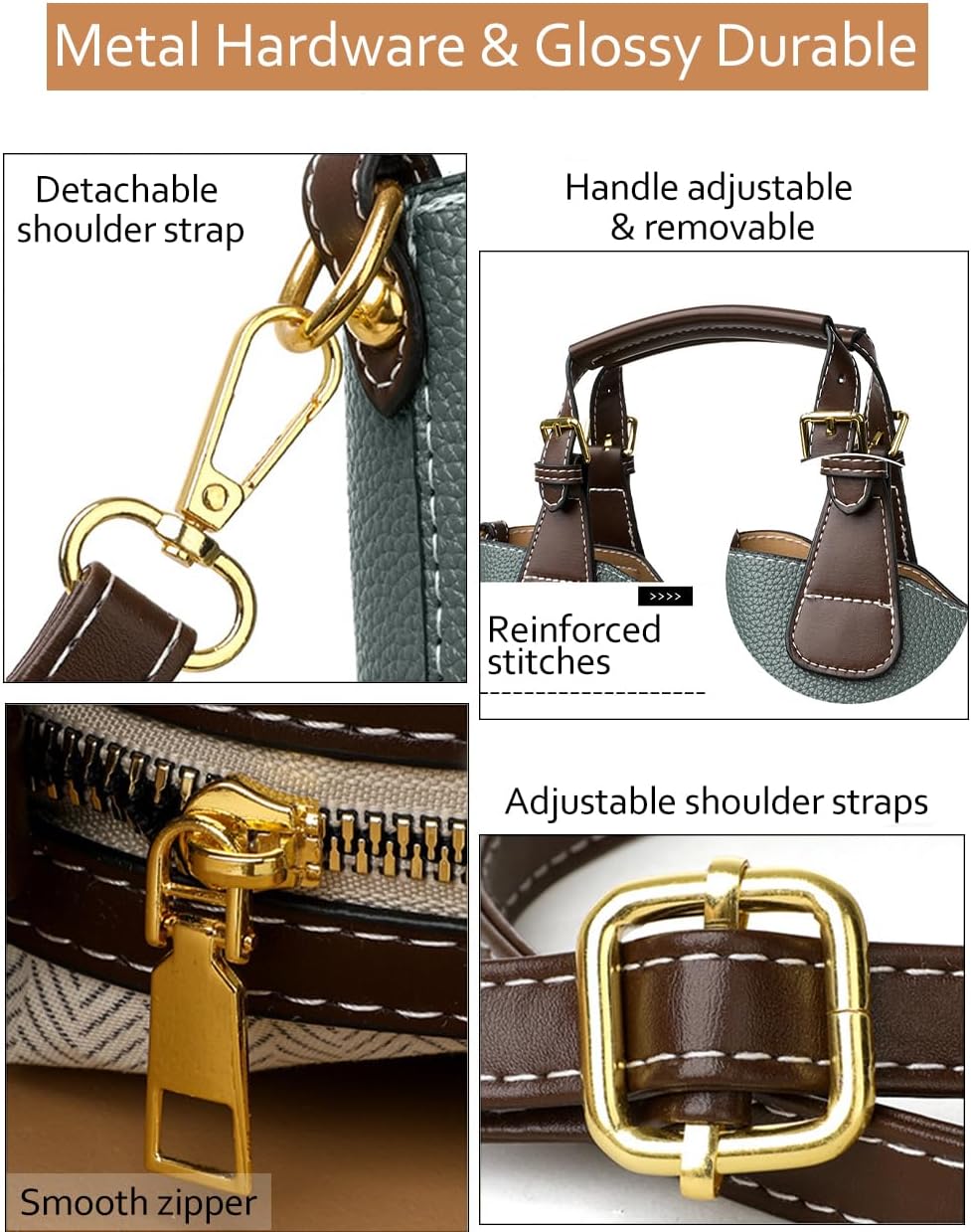 Women's Vegan Leather Bucket Handbag with Strap, Green Women's Vegan Leather Bucket Handbag with Strap, Green