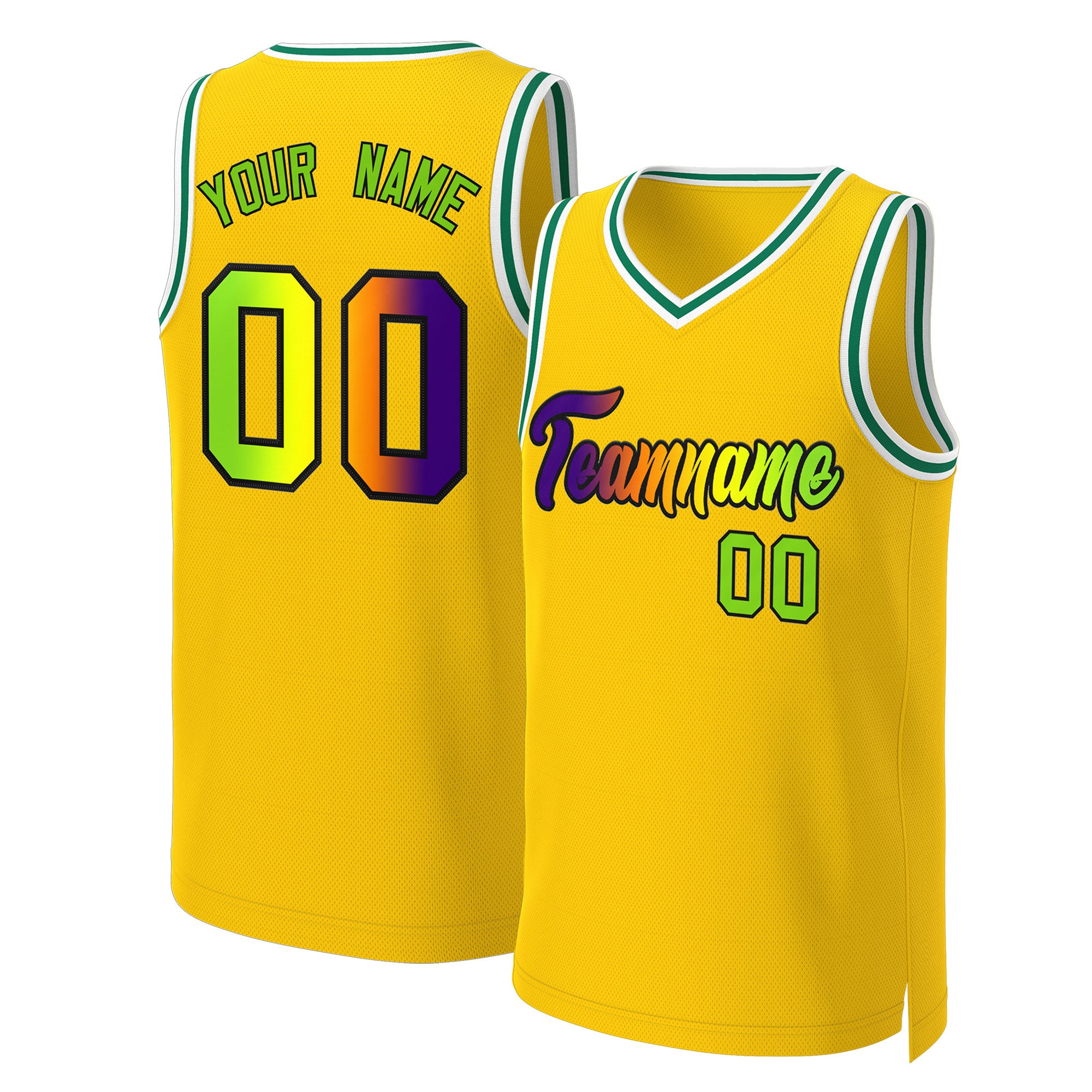 Benutzerdefiniertes Basketballtrikot mit klassischem Farbverlauf und modischen Oberteilen