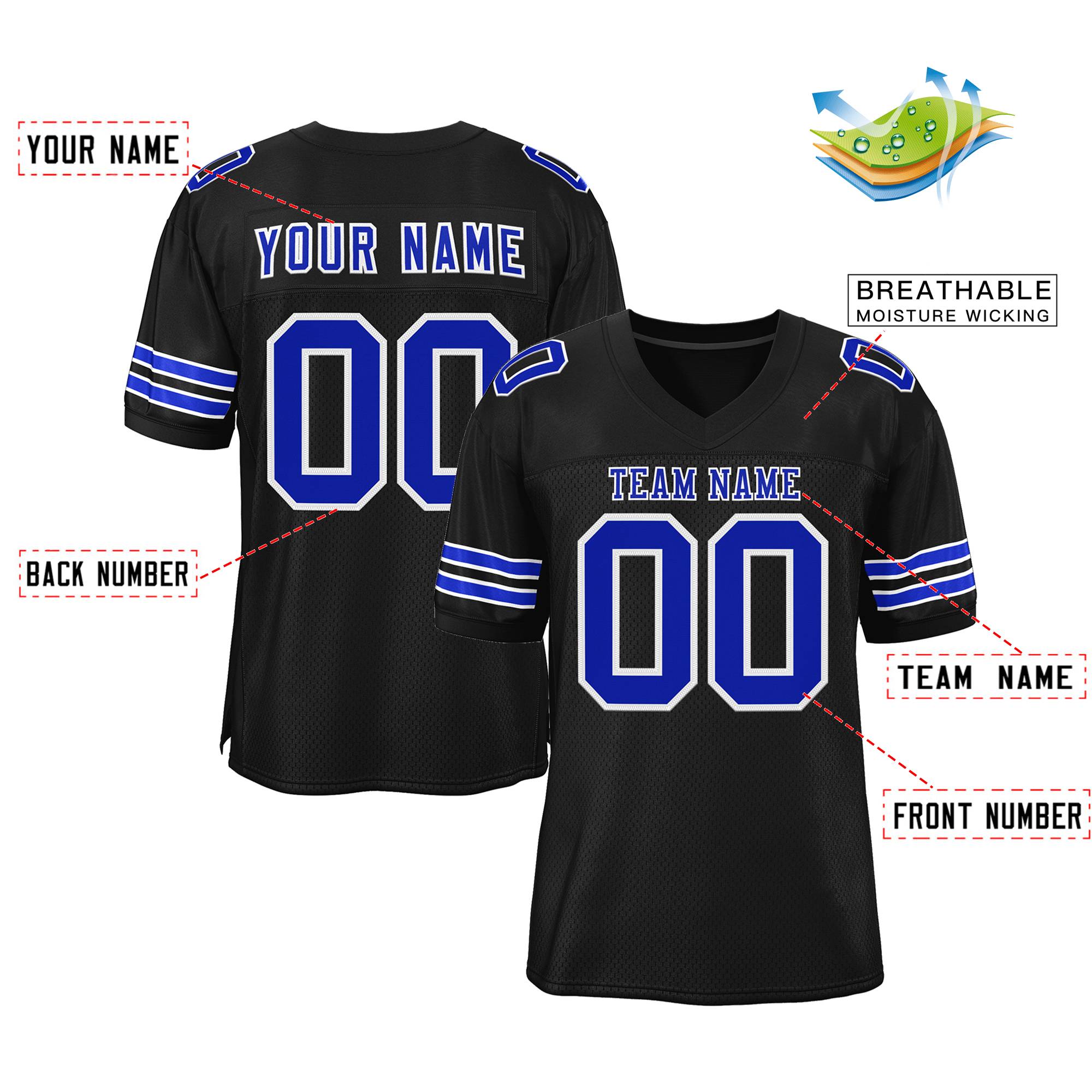 Maßgeschneidertes authentisches Mesh-Fußballtrikot im klassischen Stil
