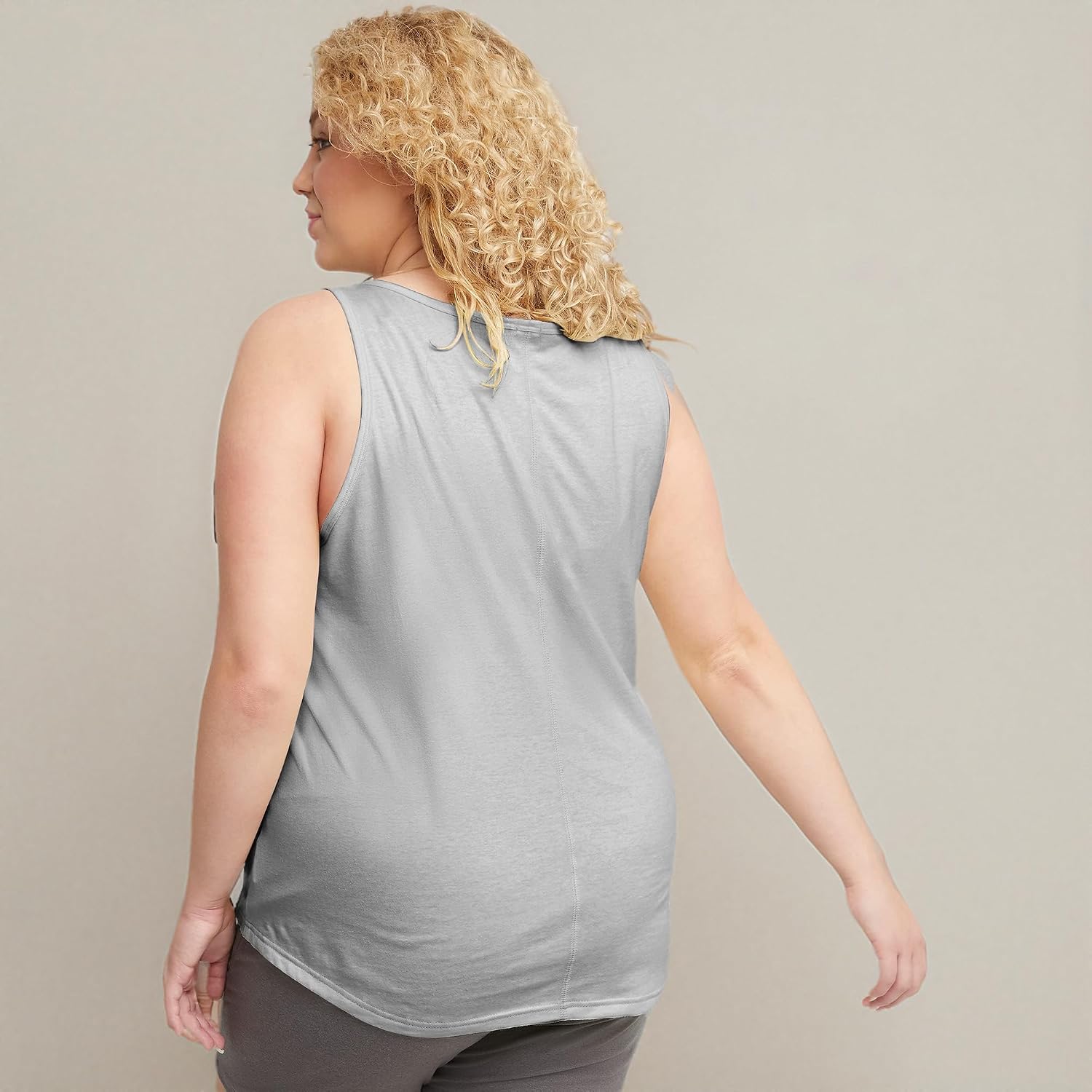 Women's Gray Cotton Relaxed Fit Tank Top
