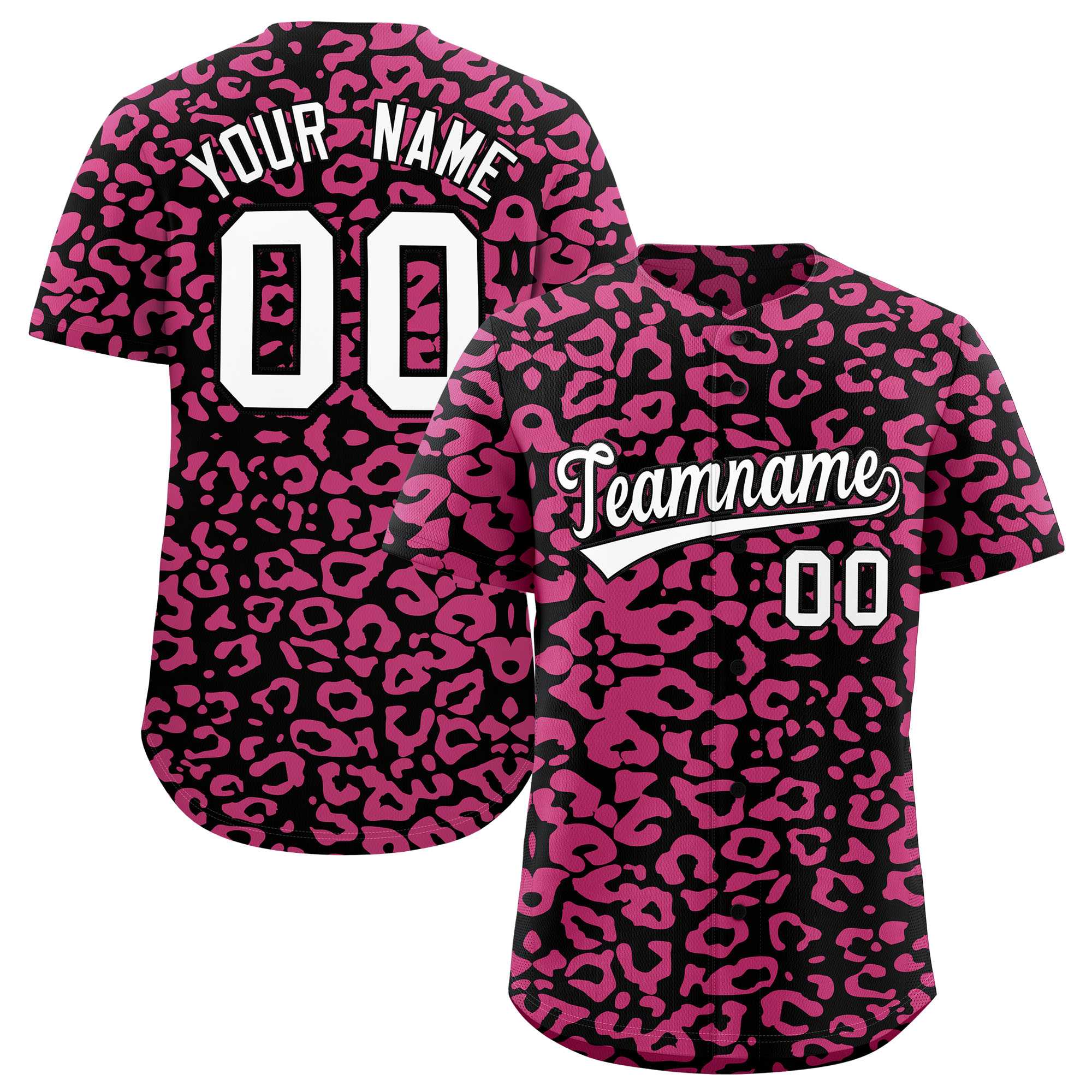 Authentisches Baseball-Trikot mit individuell gestaltetem Leopardenmuster