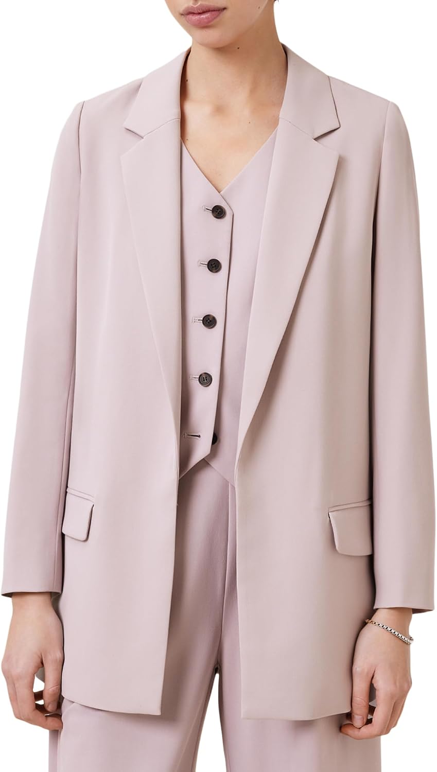 Women's Longline Open Front Blazer Blush Pink