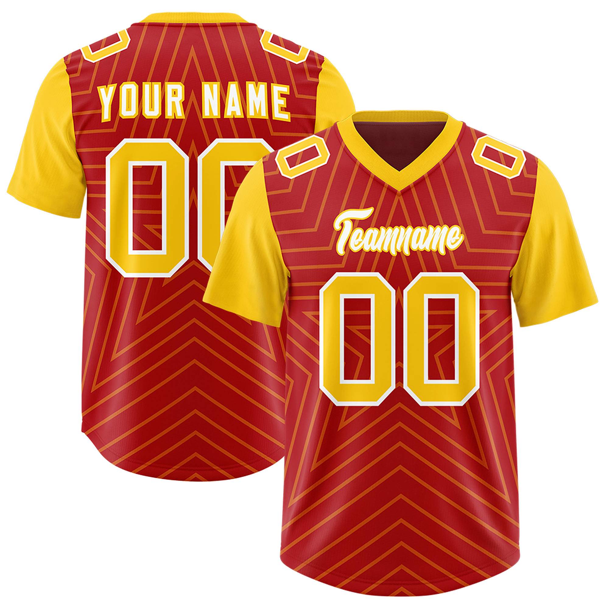 Individuell personalisiertes, authentisches Fußballtrikot mit Raglanärmeln und Sternenmuster