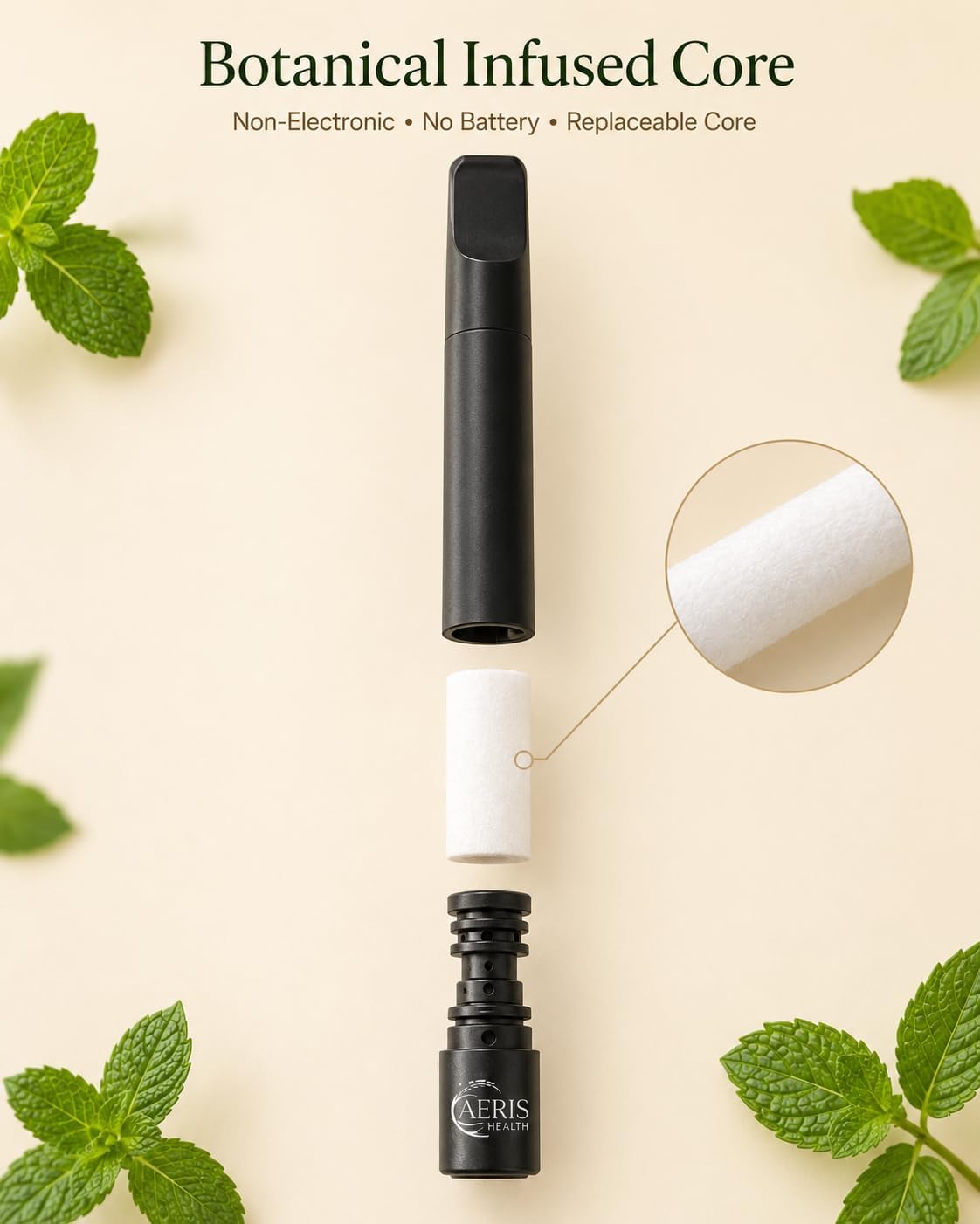 Portable Aroma Inhaler, 12 Plant-Based Cores, 4 Scents