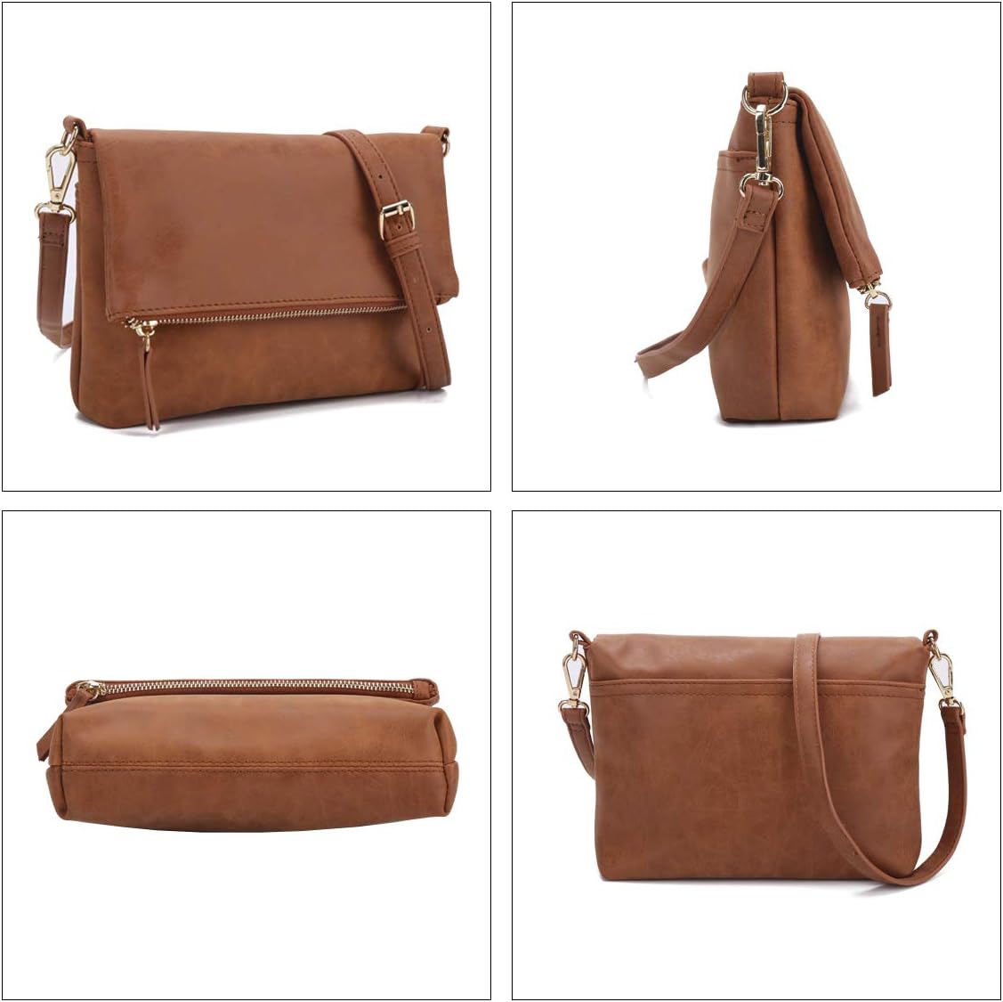 Women's Flap Crossbody Purse Vegan Suede with Adjustable Strap