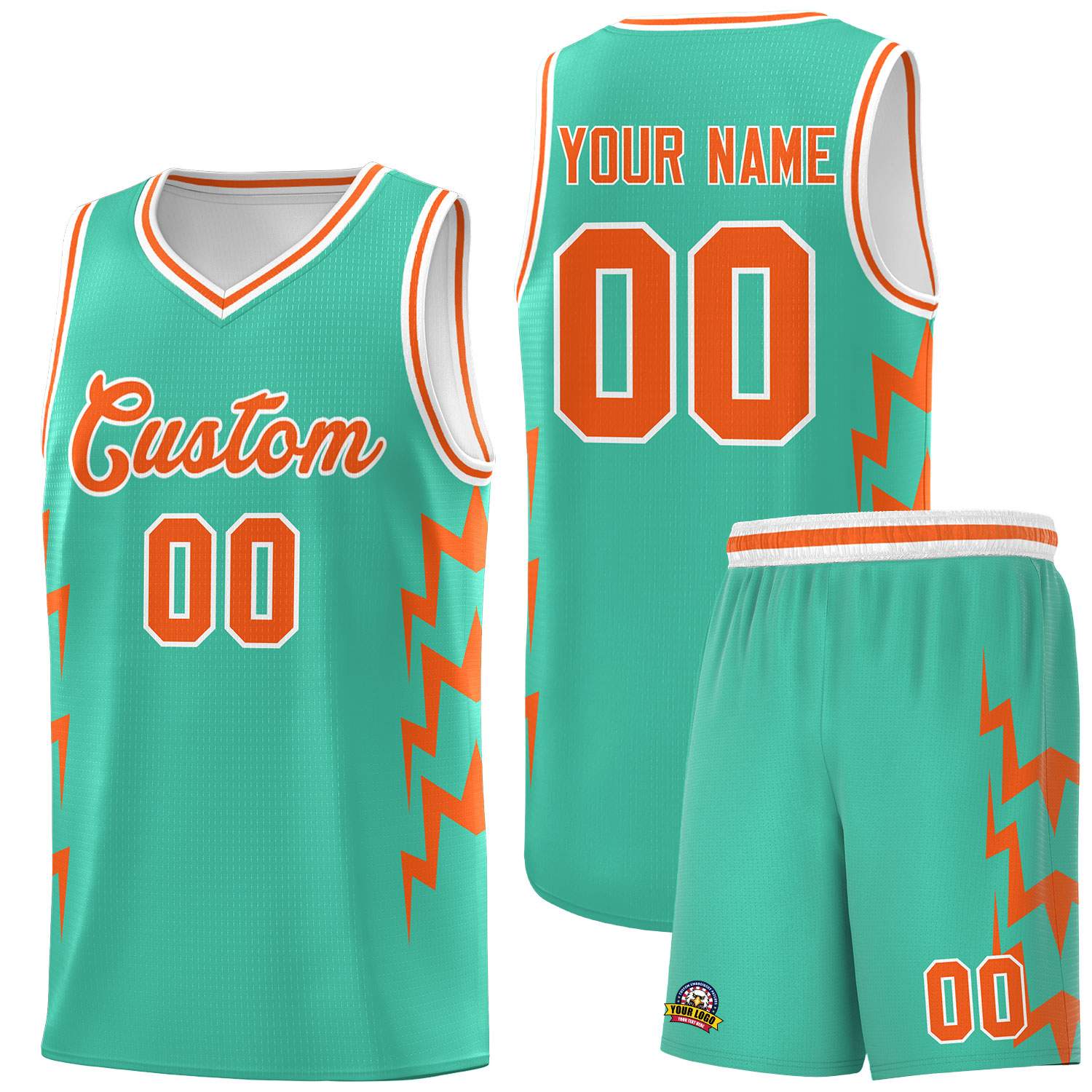 Maßgeschneidertes leuchtend grünes seitliches Blitzmuster-Sportuniform-Basketballtrikot