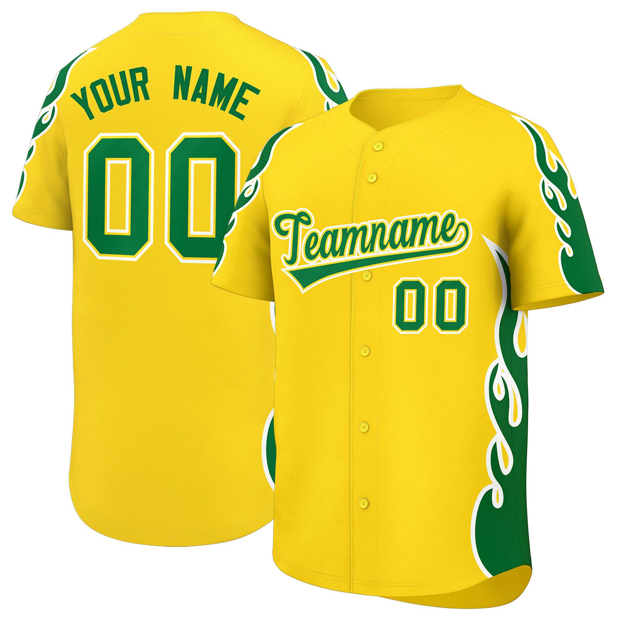 Benutzerdefiniertes Baseball-Trikot mit Seitenflammen-Umrissmuster für Sportuniformen