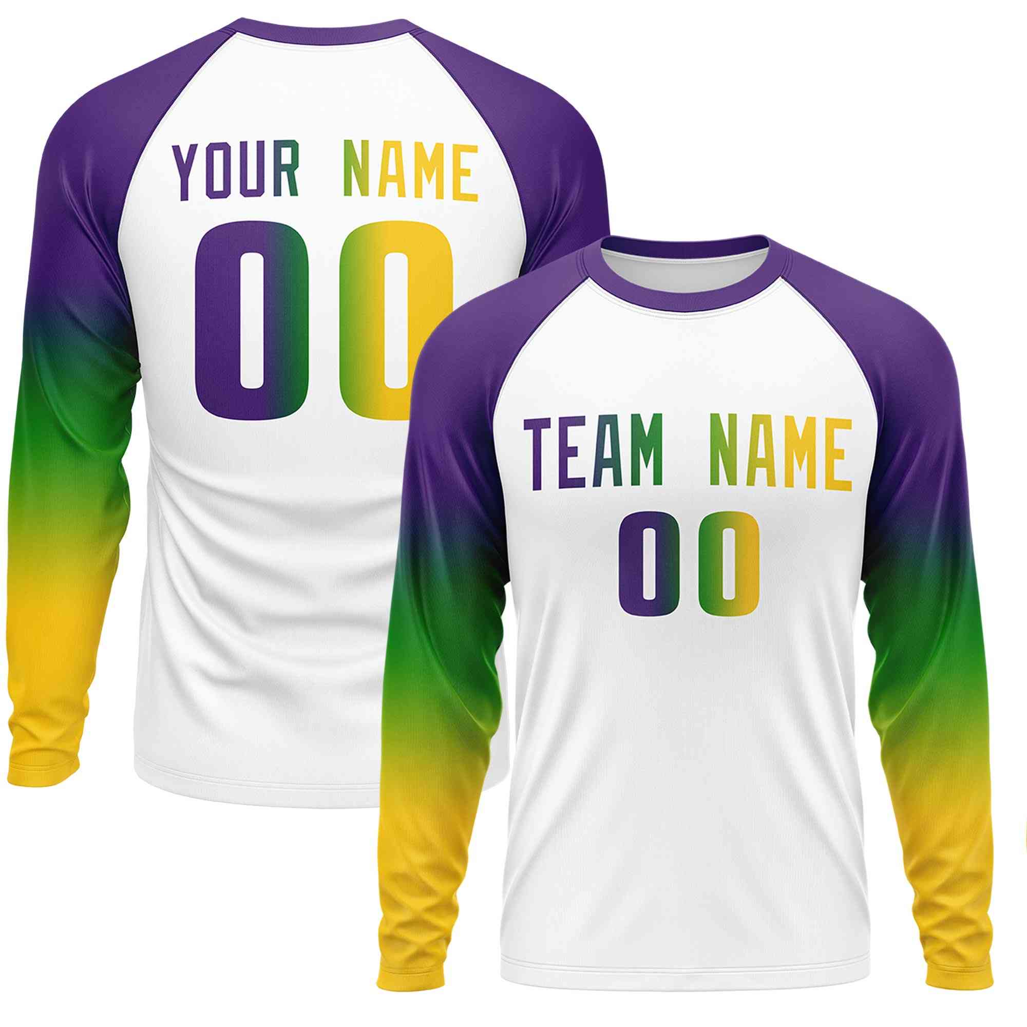 Benutzerdefiniertes, personalisiertes Mardi Gras Langarm-Performance-T-Shirt mit Rundhalsausschnitt