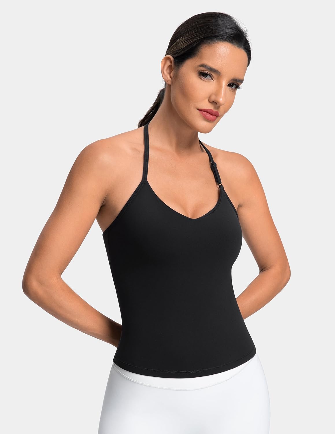 Women's Halter Crop Workout Top with Built in Bra